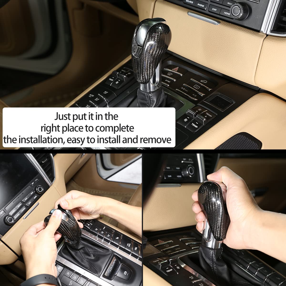 100% Real Carbon Fiber Interior Gear Shift Head Cover Knob Trim Car Accessories for Porsche Macan Panamera Cayman Boxster 911 71