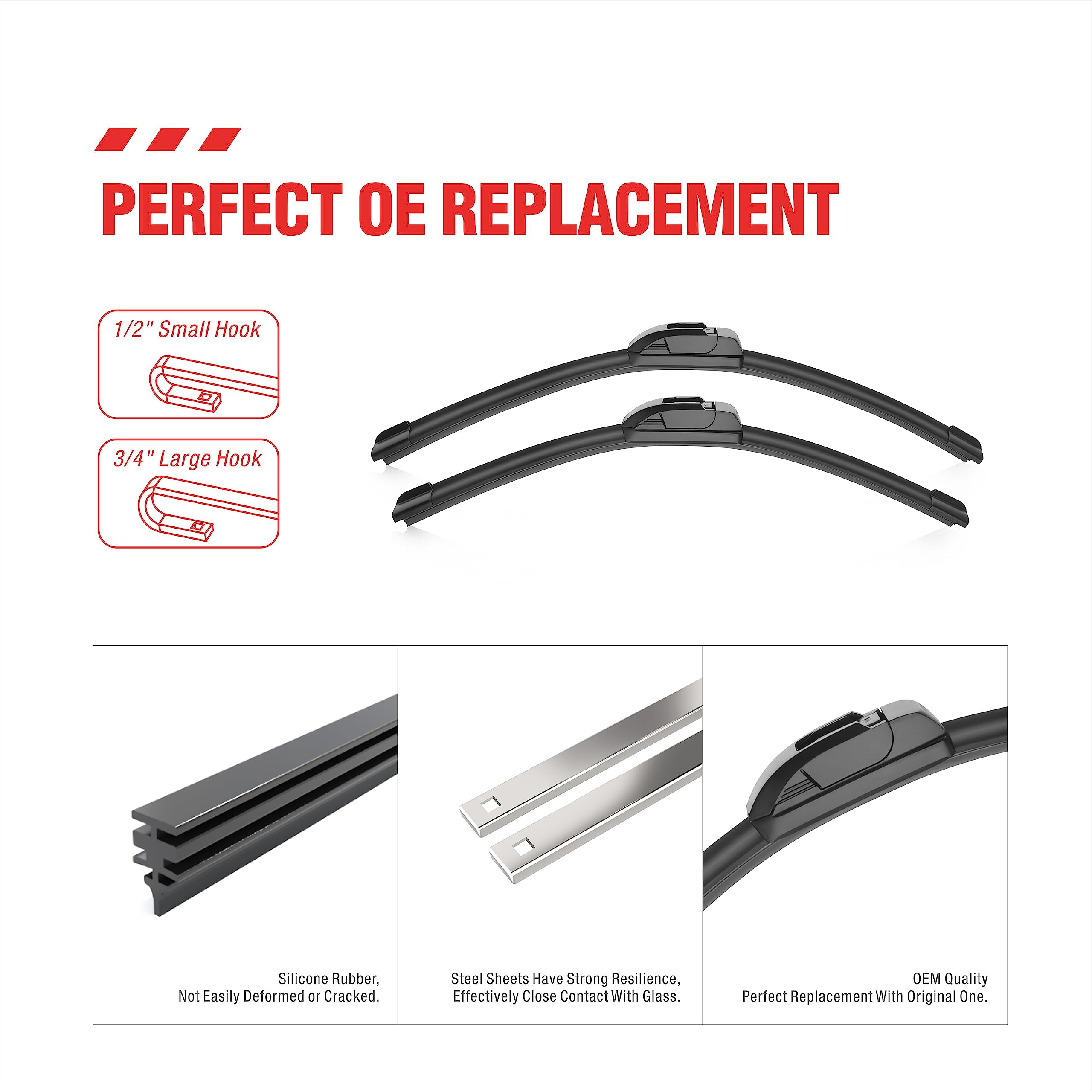 Berg Regen 26''+18''+10 Inch Windshield Wiper Blades Replacement For Honda Hr-V 2021 2020 2019 2018 2017 2016 Front Wiper Blades