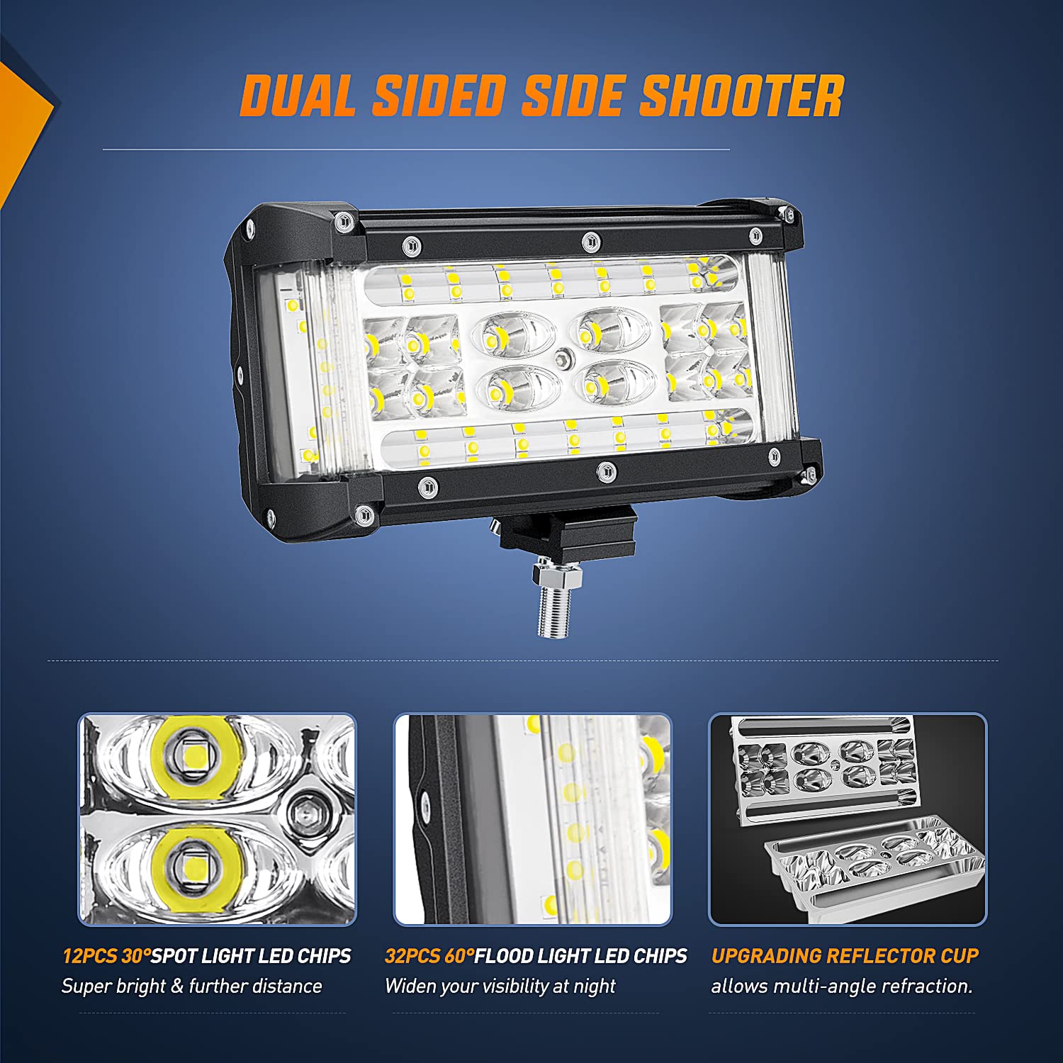 Nilight Side Shooter Led Light Bar 2Pcs 5.5Inch Quadruple Row Spot Flood Combo Lights With Wiring Harness Kit For Fog Light Driving Light Work Light On Truck Suv Atv Utv, 2 Years Warranty