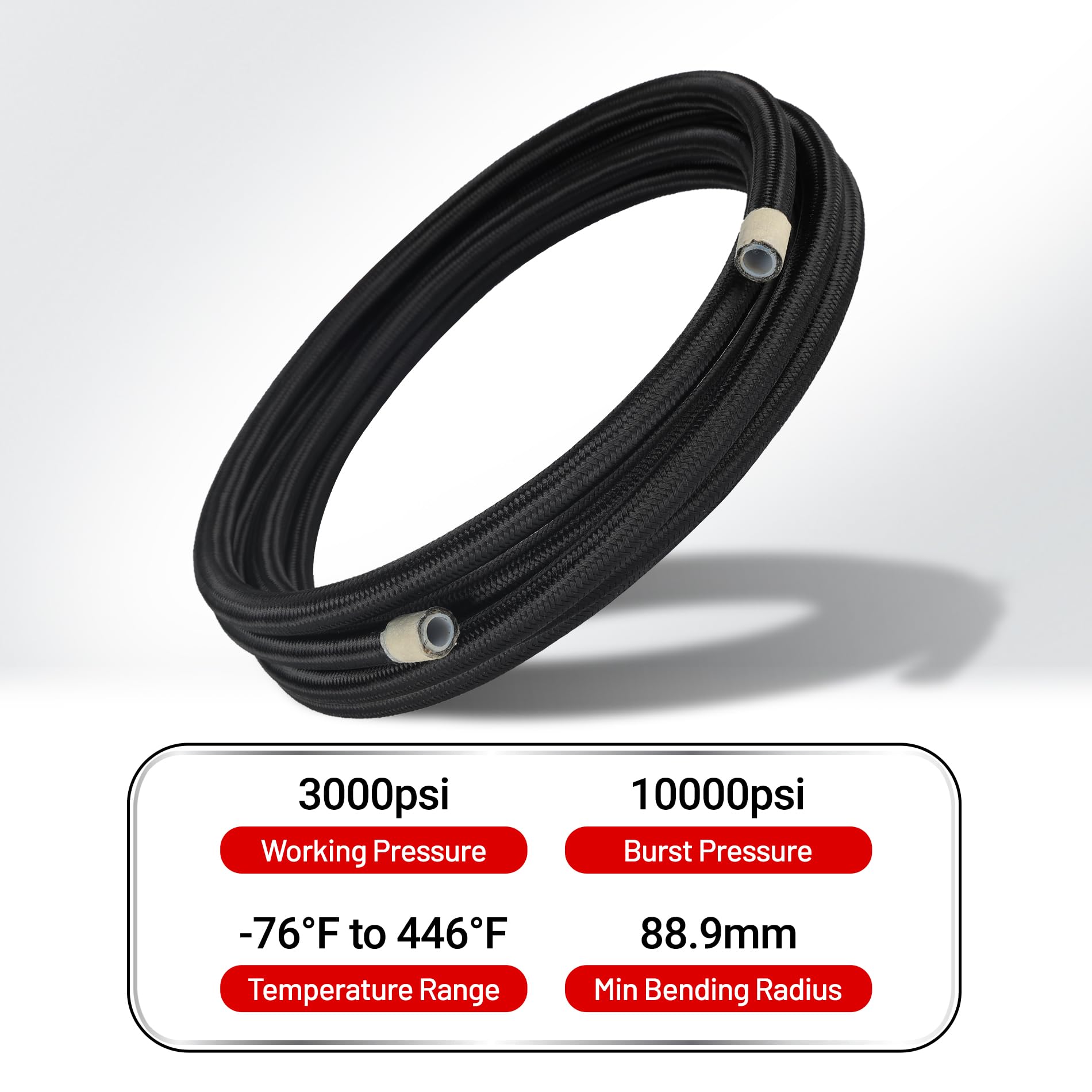 EVIL ENERGY 6AN PTFE Fuel Line Fitting Kit, E85 Nylon Braided Hose 25FT, Black, 14pcs Fittings