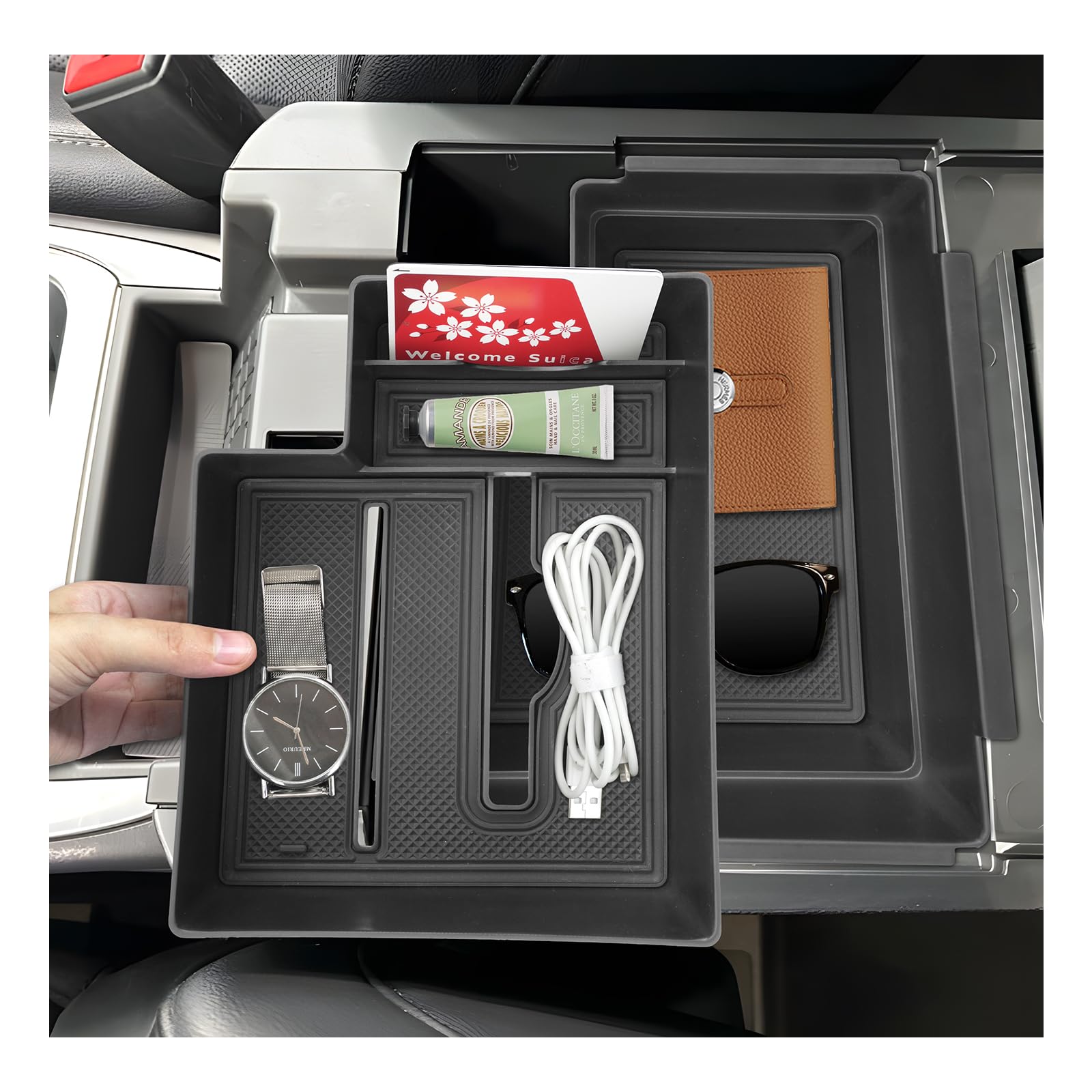 SXCY Center Console Organizer for 2025-2026 Ford Explorer - 2 Layer ABS Plastic with Tissue Storage, Fits 2020-2024 Models