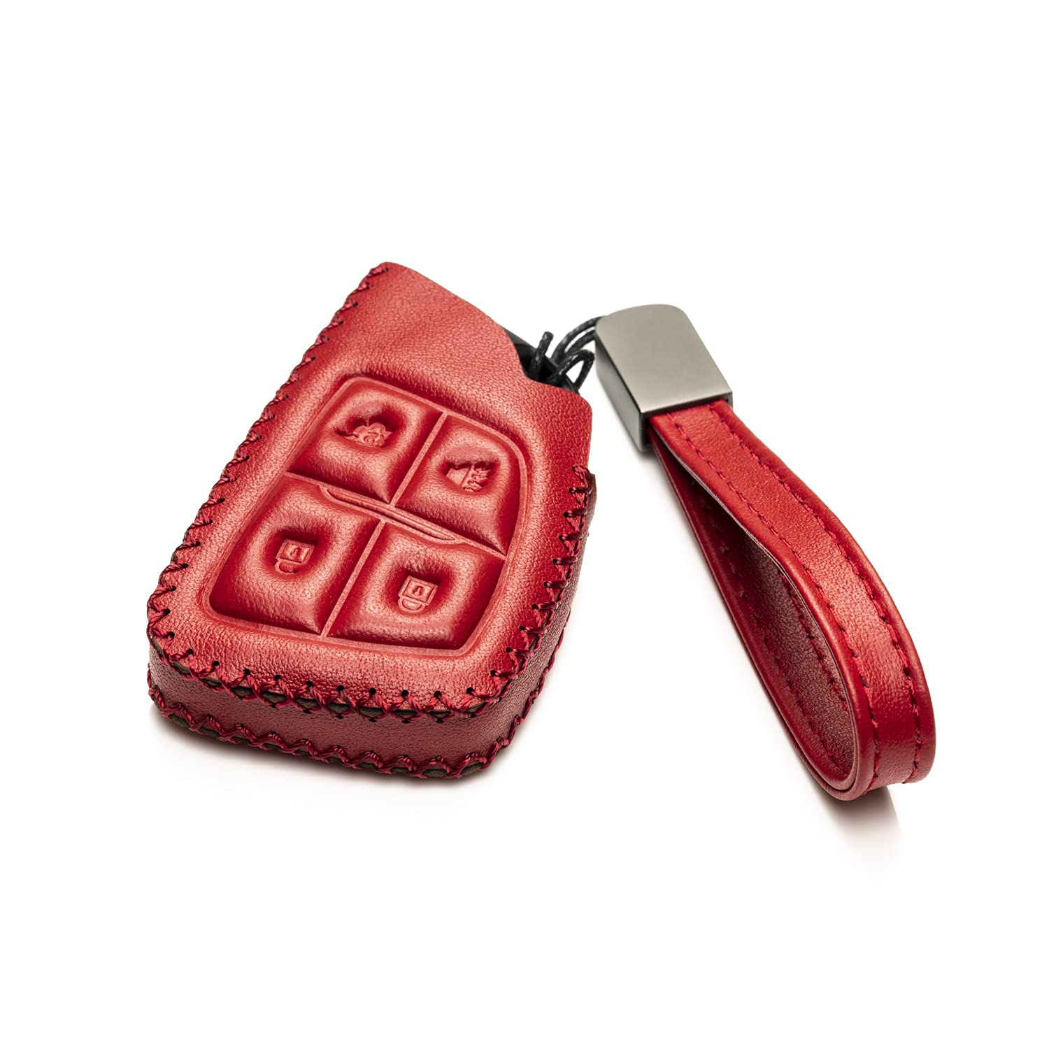 Vitodeco Genuine Leather Smart Key Fob Case with Leather Key Strap Compatible with Chevrolet Suburban 2024, Chevrolet Tahoe 2024