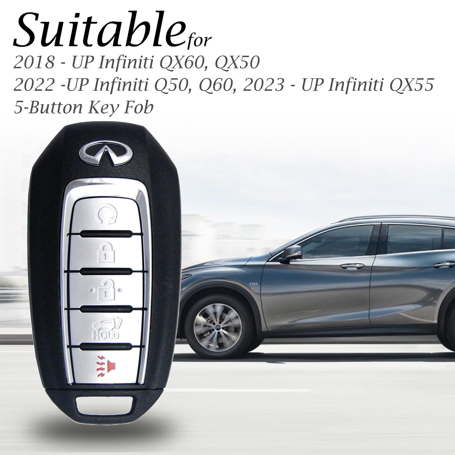 Vitodeco Leather Smart Key Fob Case Cover Protector Compatible for 2018-2023 Infiniti QX60, QX50, 2022-2023 Infiniti Q50, Q60, 2