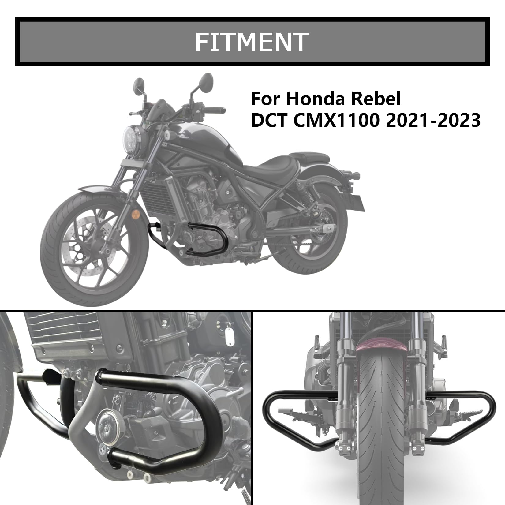 psler Rebel 1100 Crash Bar, Black Iron Engine Guard for CMX Rebel 1100 DCT, Model FB0165, Includes Installation Instructions