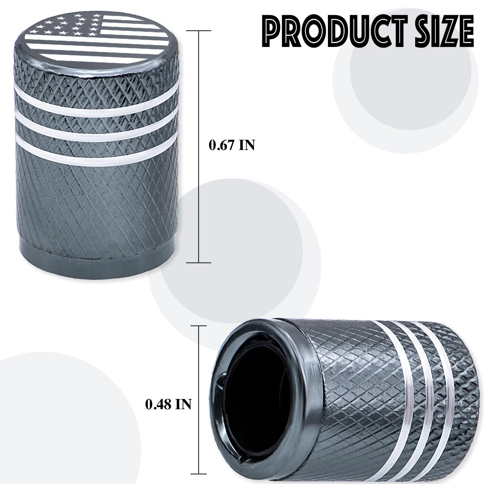 Meajoo 12Pcs Usa Flag Tire Valve Stem Caps, Aluminum Air Caps Cover, With Plastic Liner Corrosion Resistant Leak-Proof, Universa