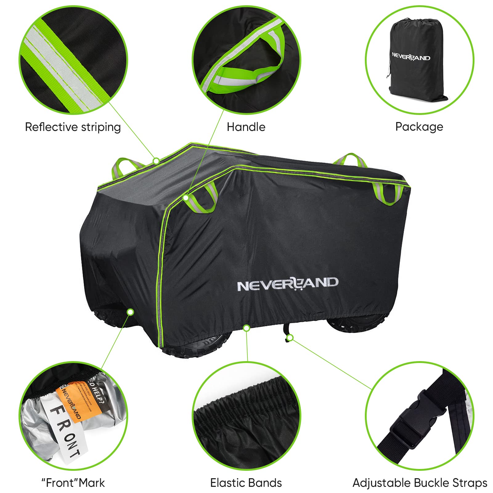 Neverland Atv Cover, Waterproof Heavy Duty 4 Wheeler Cover With Buckle, Dustproof Anti Uv Windproof All Weather Outdoor Storage