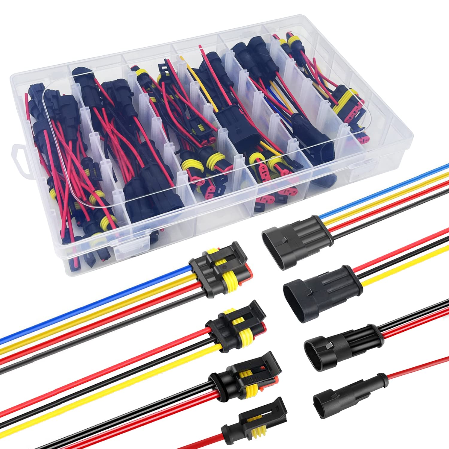 Twippo 18 Awg Waterproof Wire Connectors Automotive Electrical Connectors Quick Connect Wire Connectors 1/2/3/4 Pin With 18 Gaug