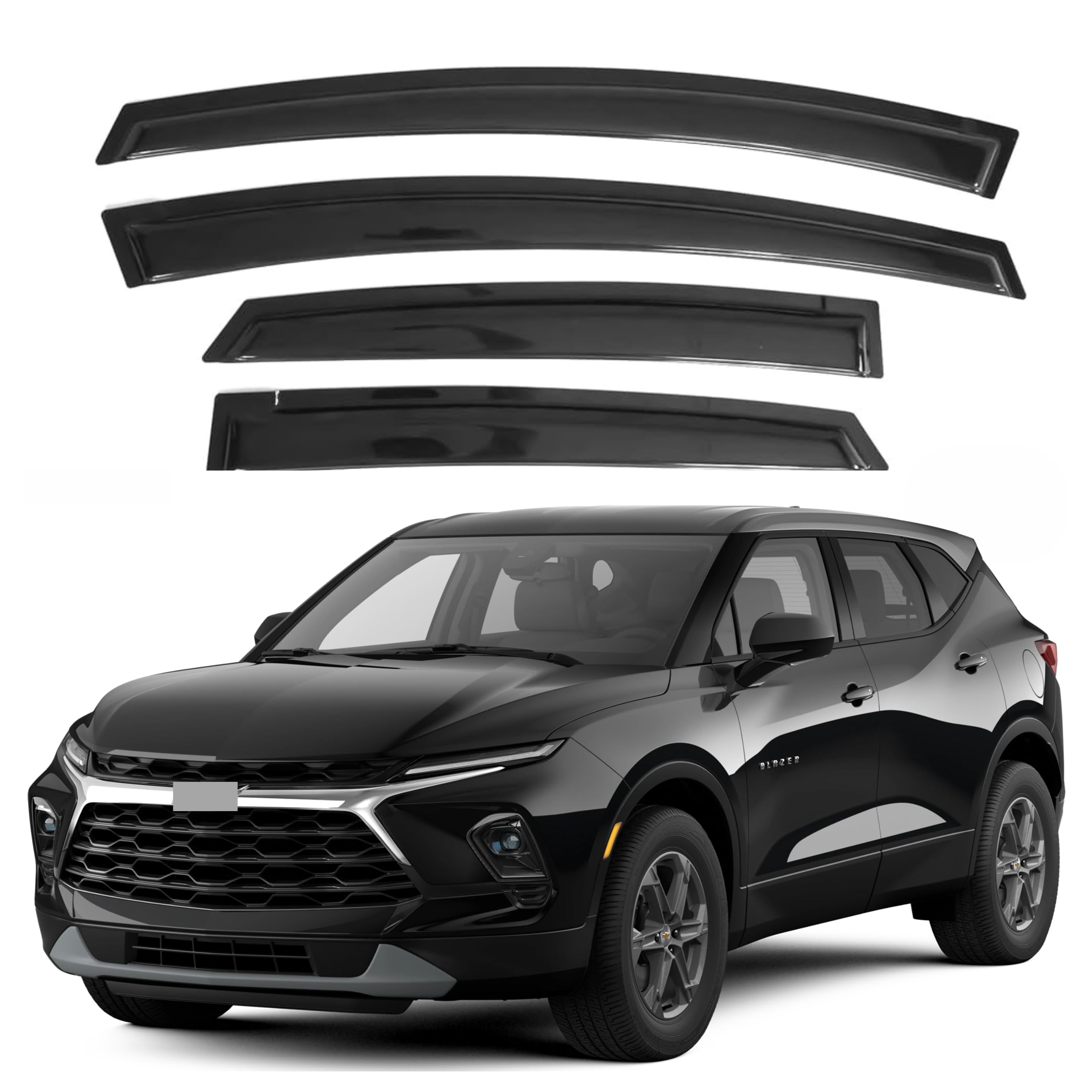 Ig Window Visor For Chevy Chevrolet Blazer 2019-2024, Rain Guard Tape-On Extra Durable Sun Wind Side Vent Window Deflector, 2019