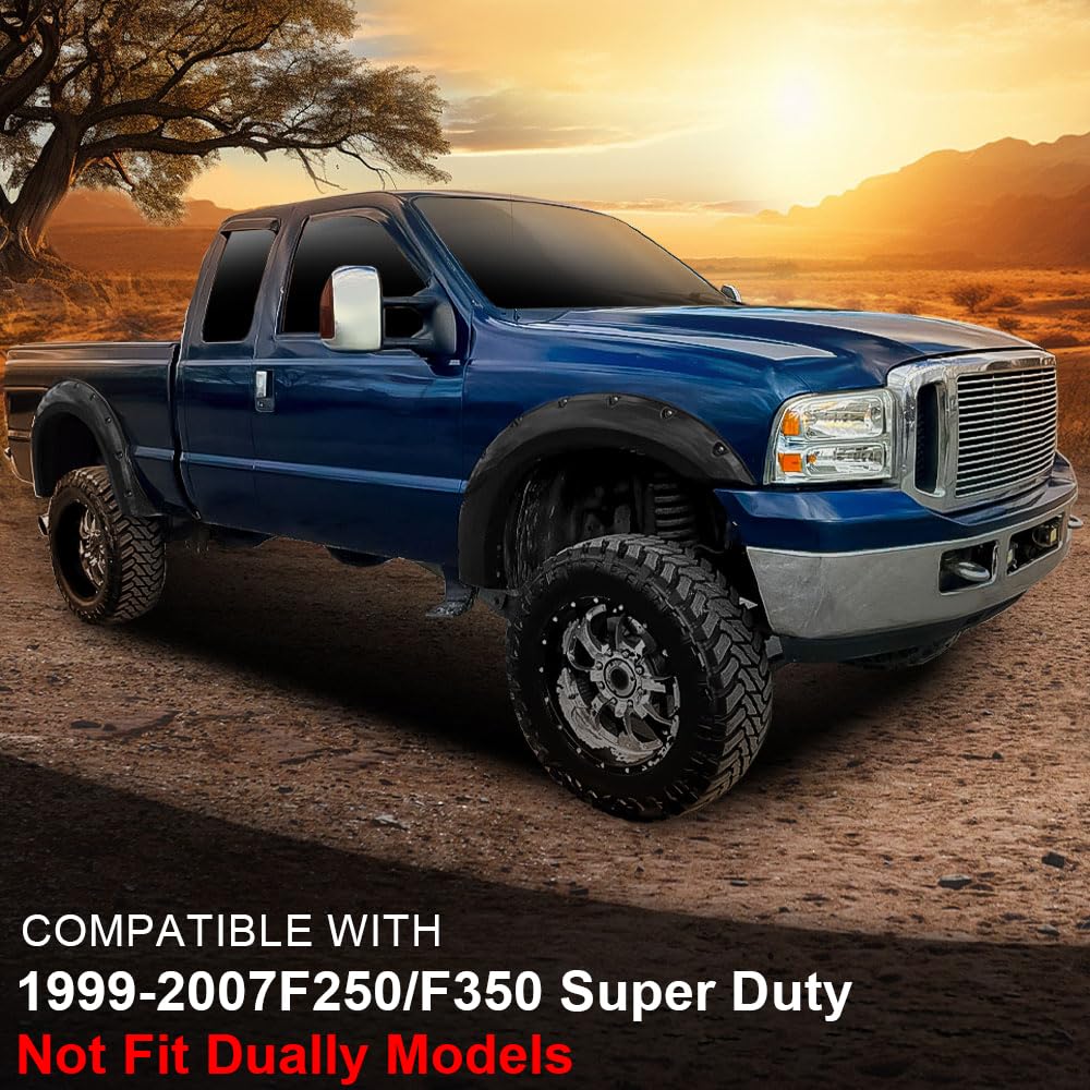 G-Plus Fender Flares Kit Compatible With 1999-2007 Ford F250 F350 Super Duty (Not Fit Dually Models) Wheel Protector Cover Textu