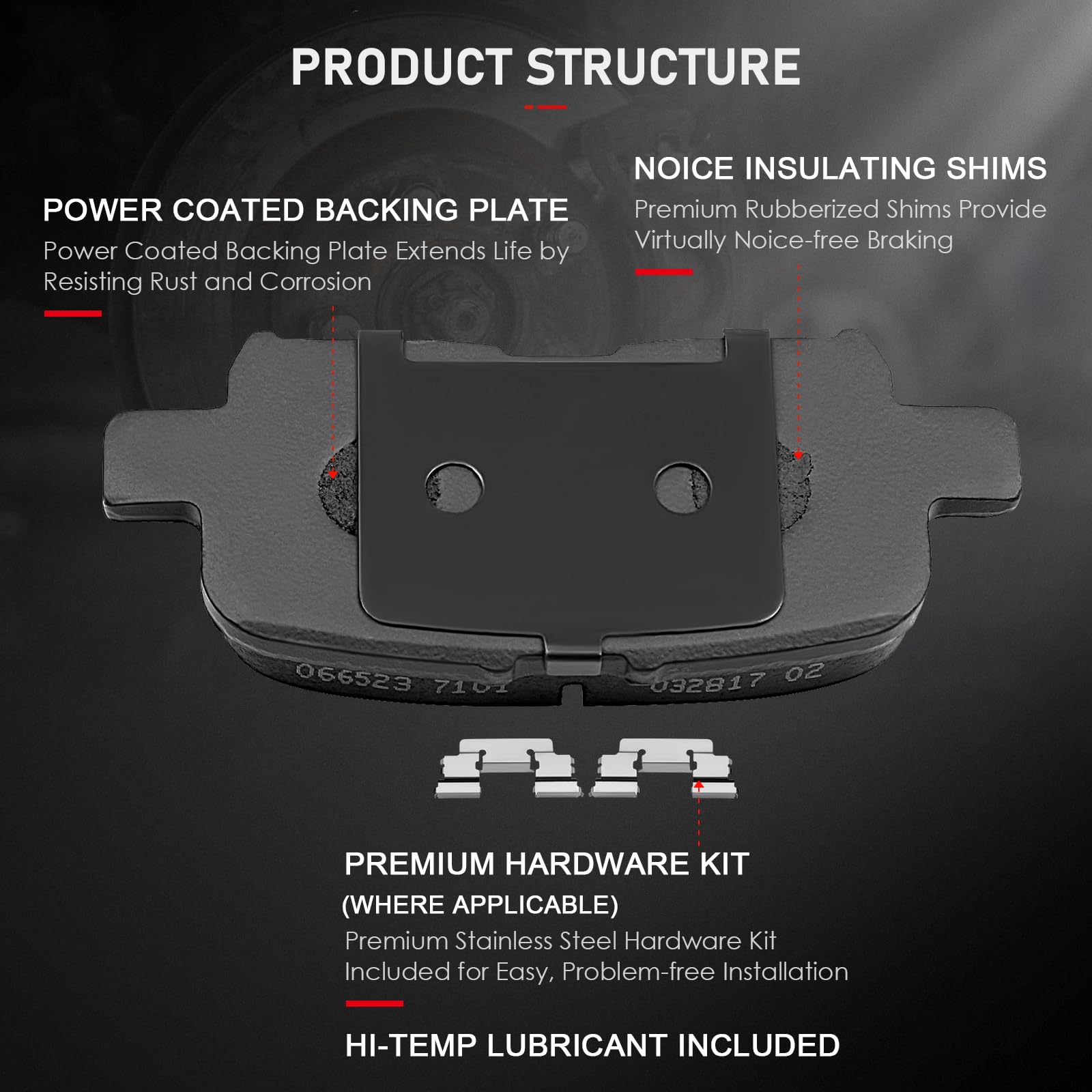 Cciyu D865 Rear Ceramic Brake Pads Kits 4Pcs Fit For 2001-2006 For Acura Mdx,2002-2004 For Honda Odyssey,2003-2008 For Honda Pil