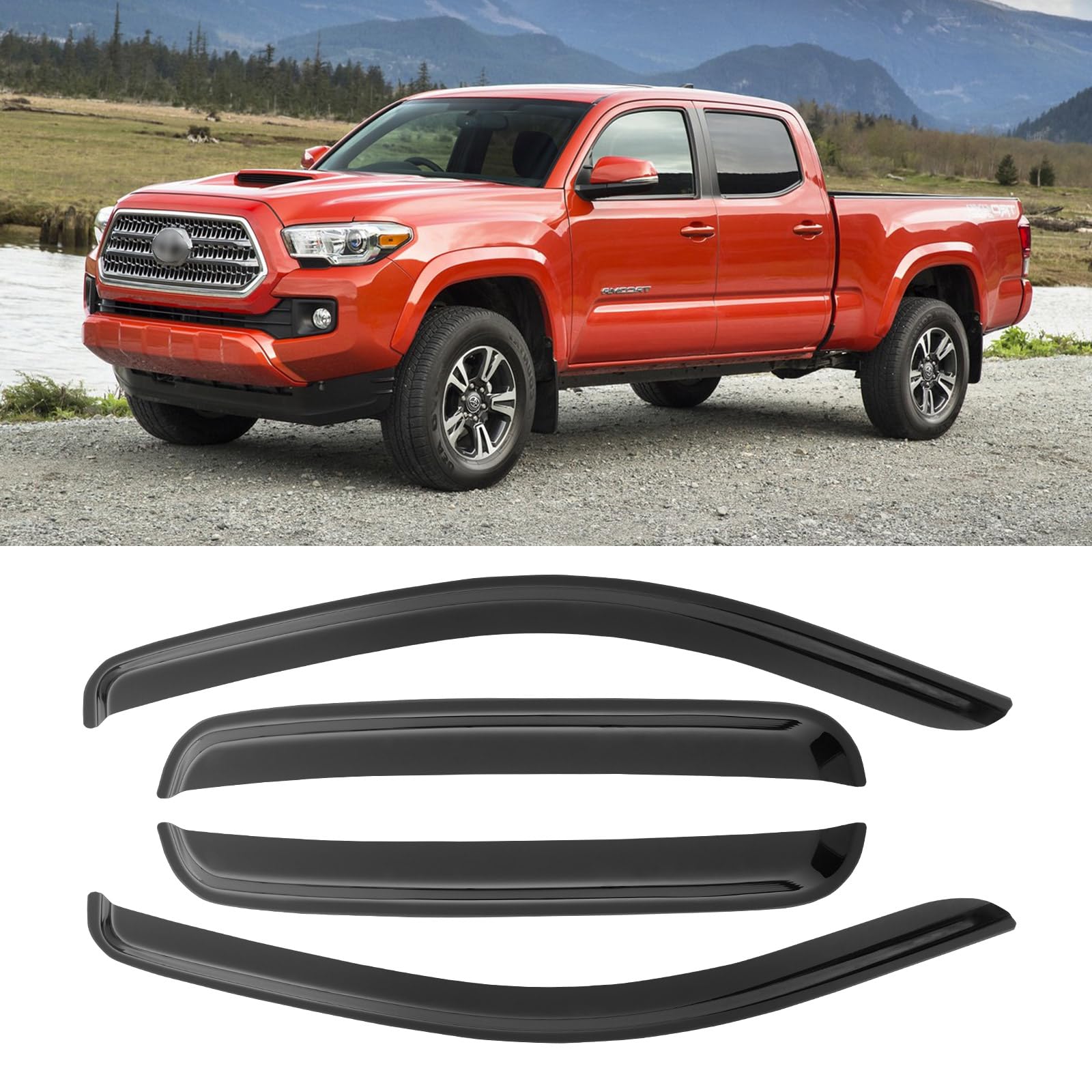 Awvrg Window Rain Guards For 2016-2023 Toyota Tacoma Double/Crew Cab, Window Visor Guard Vent Wind Shade Deflector Rain Shield P