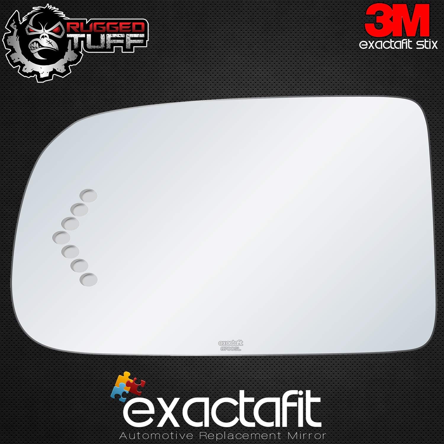 Exactafit 8700Sl Driver Side Mirror Glass Left Replacement With Turn Signal Arrow Compatible With 2003-2005 Chevy Avalanche Silv