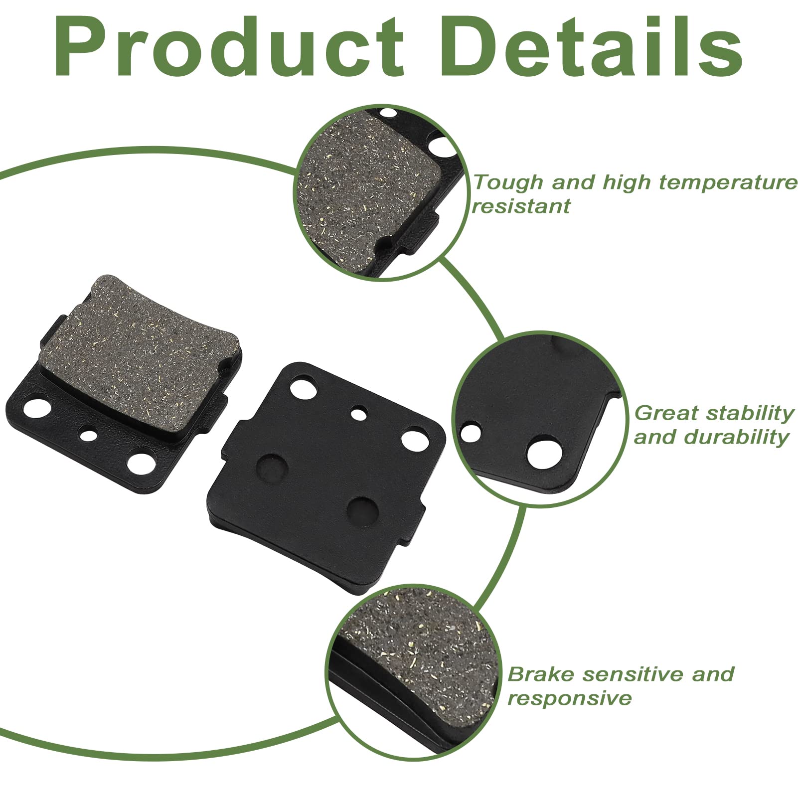 Zicoo Brake Pads Front & Rear For Honda 400Ex Trx 400 Ex Sportrax 400 2001-2008, Trx 400Ex Fourtrax 1999-2000, Trx400X Trx 400X
