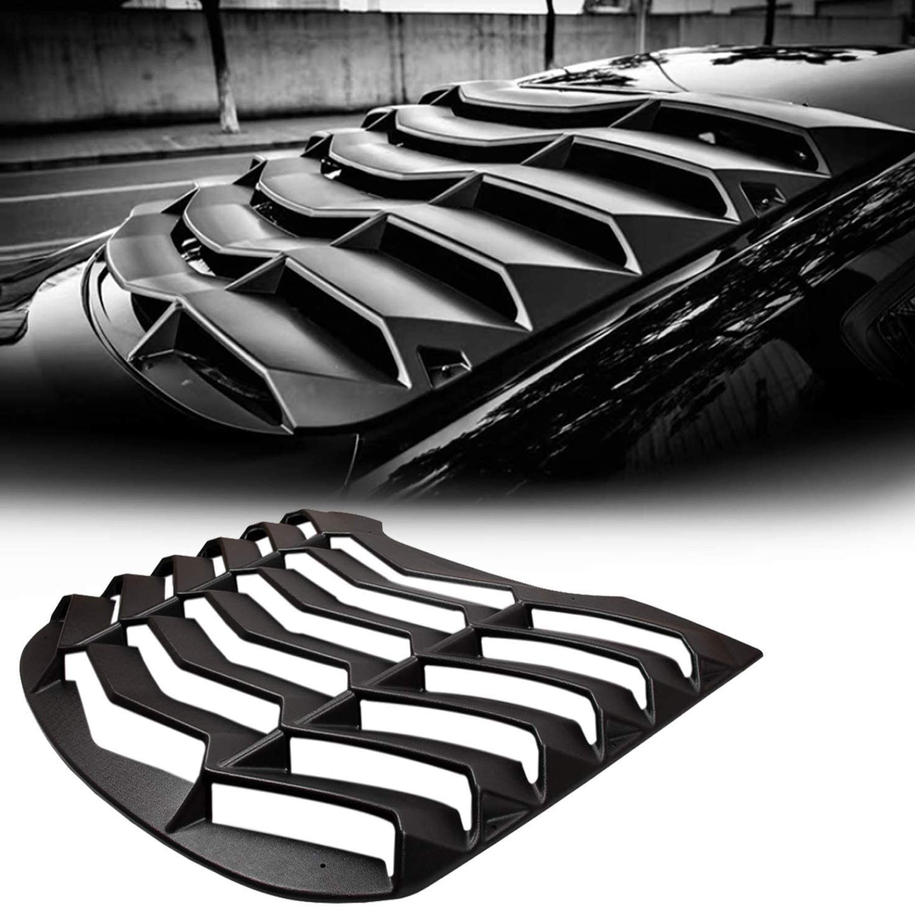 Cumart 2015-2021 Rear Window Louvers Windshield Sun Shade Cover Lambo Style Matte Black Compatible With Ford Mustang 2015 2016 2017 2018 2019 2020 2021 …