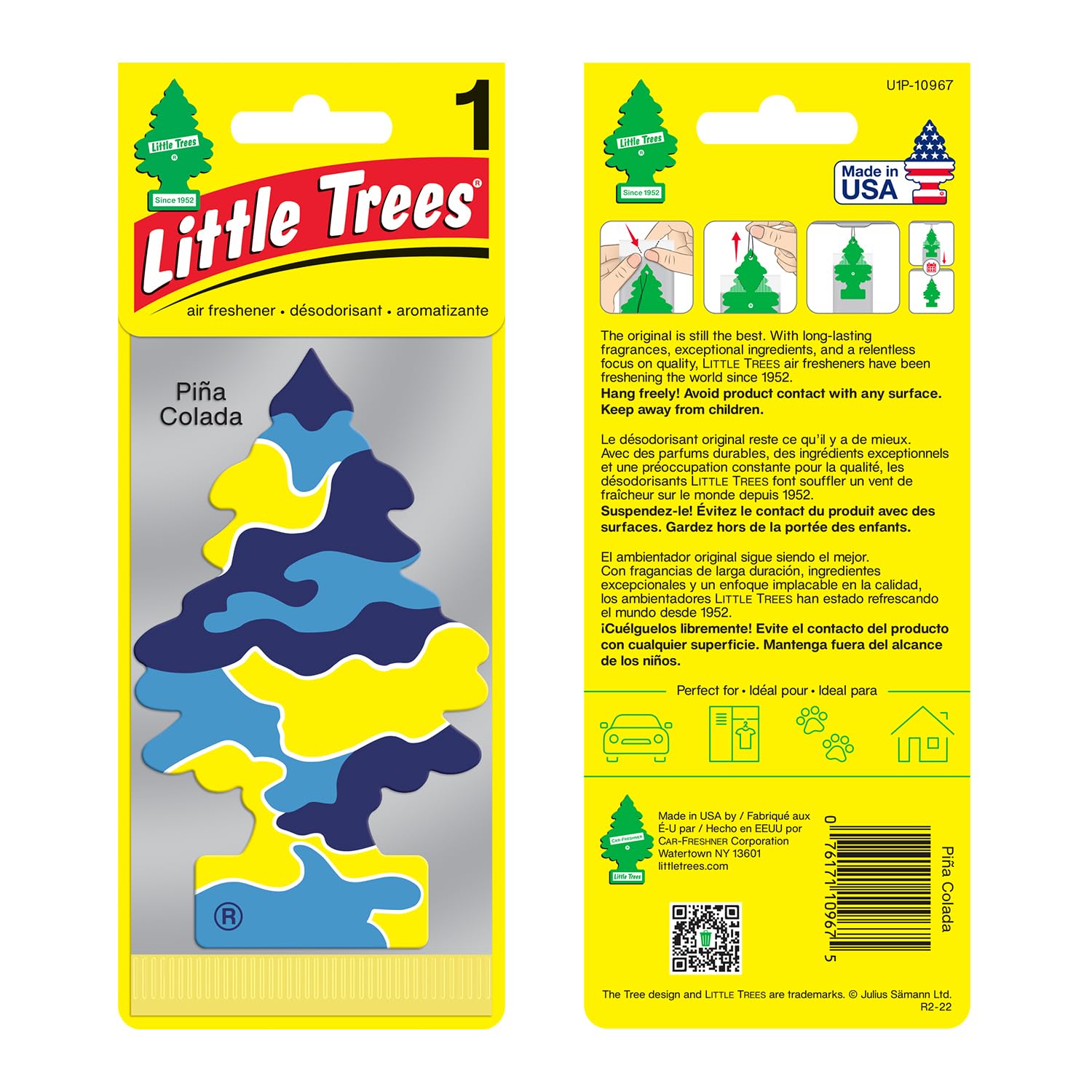 Little Trees Car Air Freshener | Hanging Paper Tree For Home Or Car | Pina Colada Scent | Pack Of 6