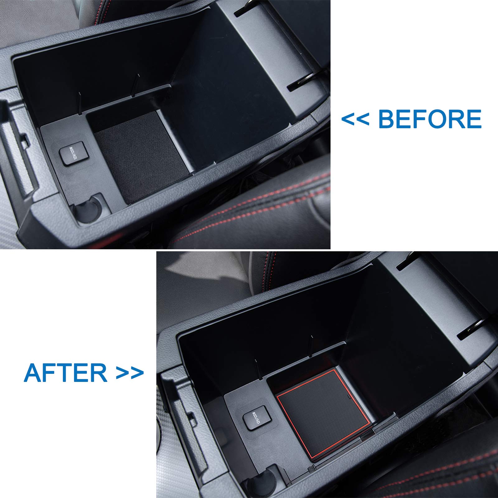 Jdmcar Liner Accessories Compatible With 2023 Toyota 4Runner 2010-2019 2020 2021 2022 - Premium Cup Holder, Console, And Door Pocket Inserts 27-Pc Set (2 Rows Of Seats) (Red Trim)
