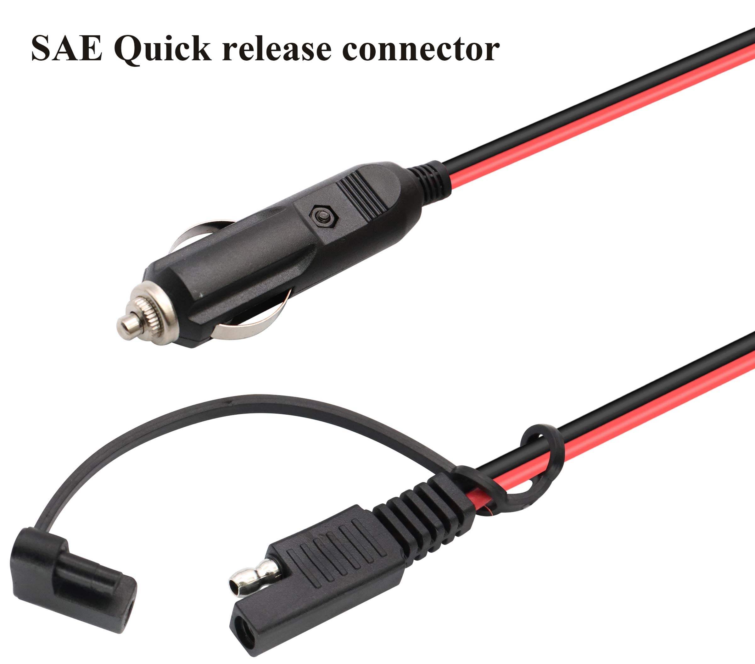 AAOTOKK SAE Cigarette Lighter Charger Cable,16AWG 12V Cigarette Lighter Male Plug to SAE 2 Pin Quick Release Disconnect Connecto