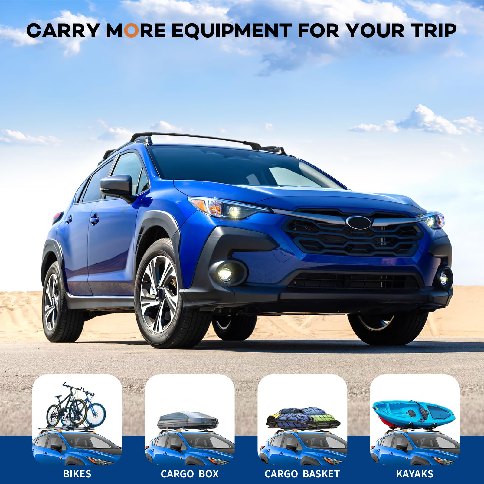 Wonderdriver Roof Rack Cross Bars, 220lbs Capacity, Heavy Duty Aluminum, Compatible with Subaru Crosstrek Wilderness 2024-2025, Black