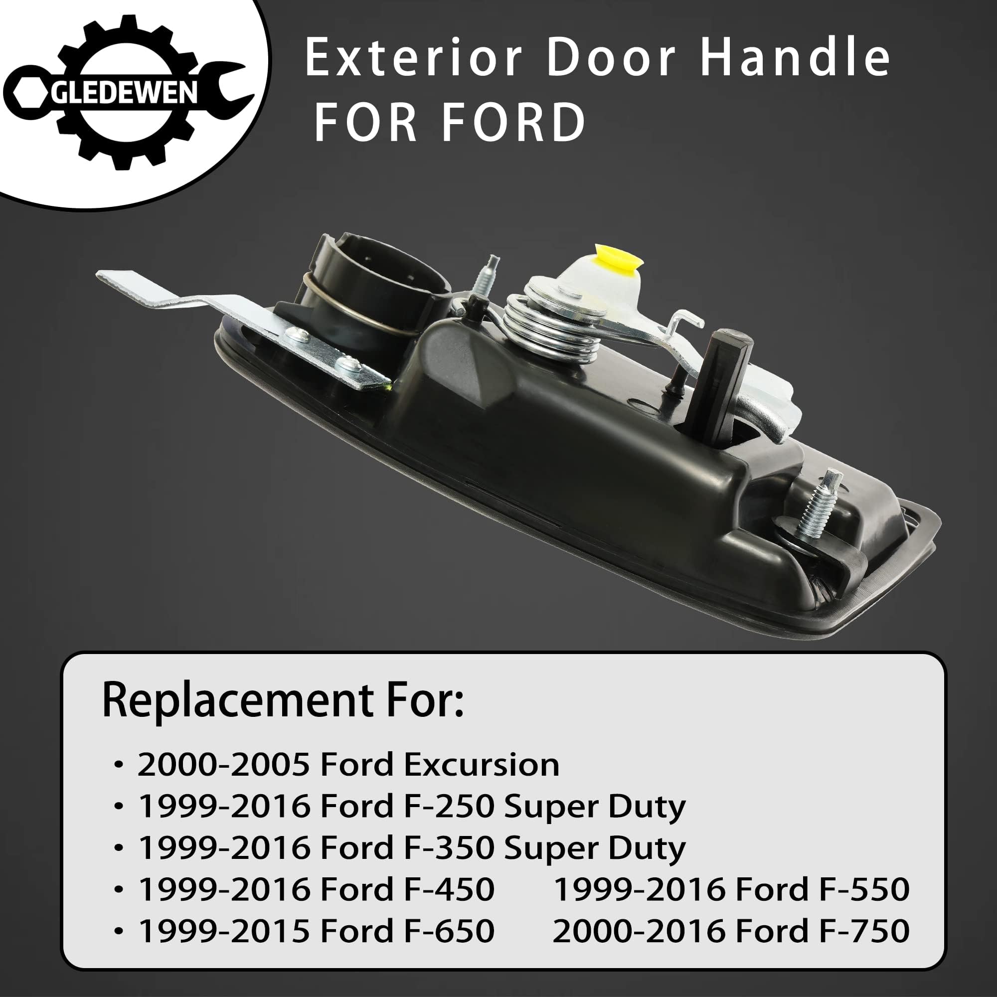 Exterior Door Handle, Compatible With 1999-2016 Ford F-250 F-350 F-450 F-550 Super Duty, Front Outside Right Passenger Side With