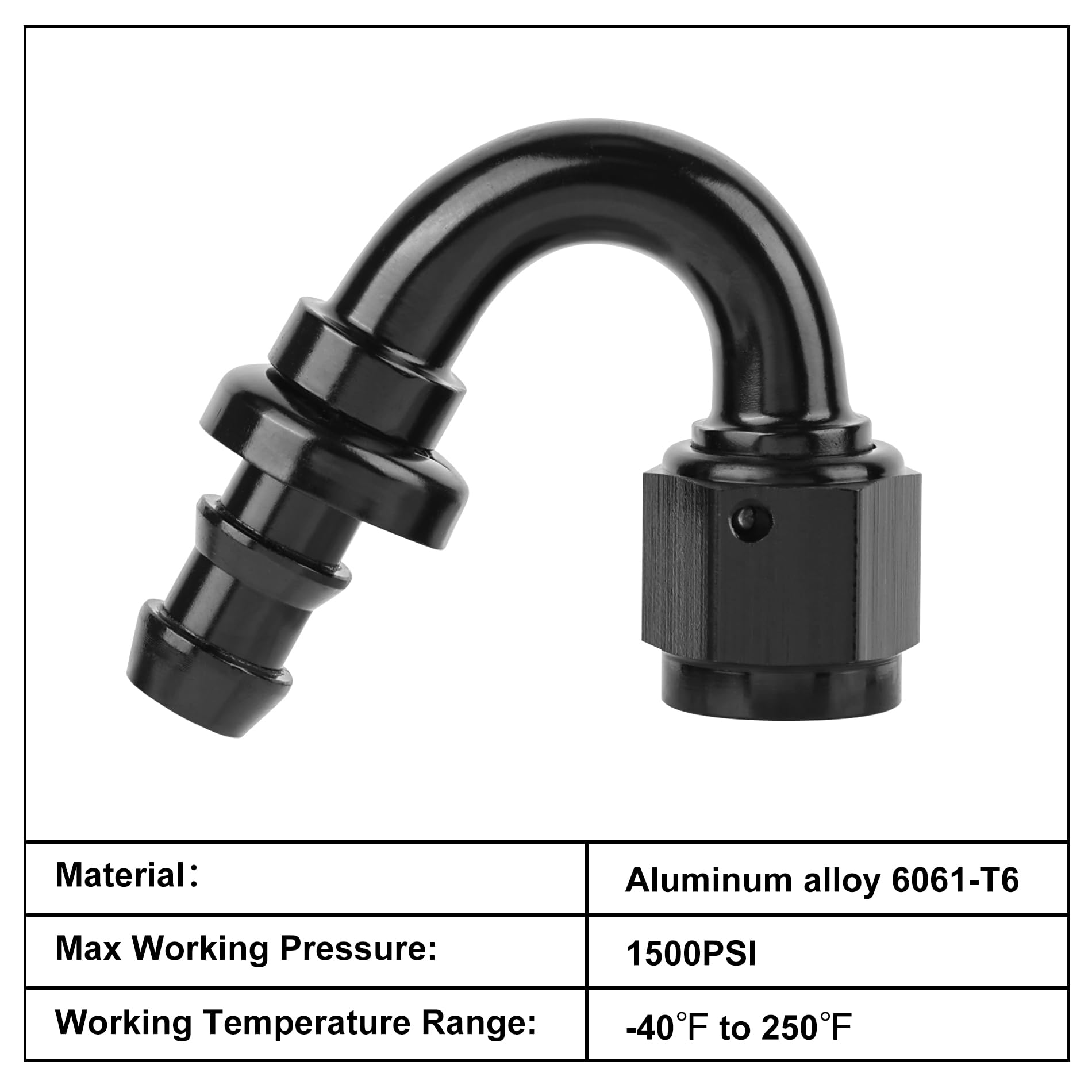 Evil Energy 10An 150 Degree Push Lock Hose Fitting End Black
