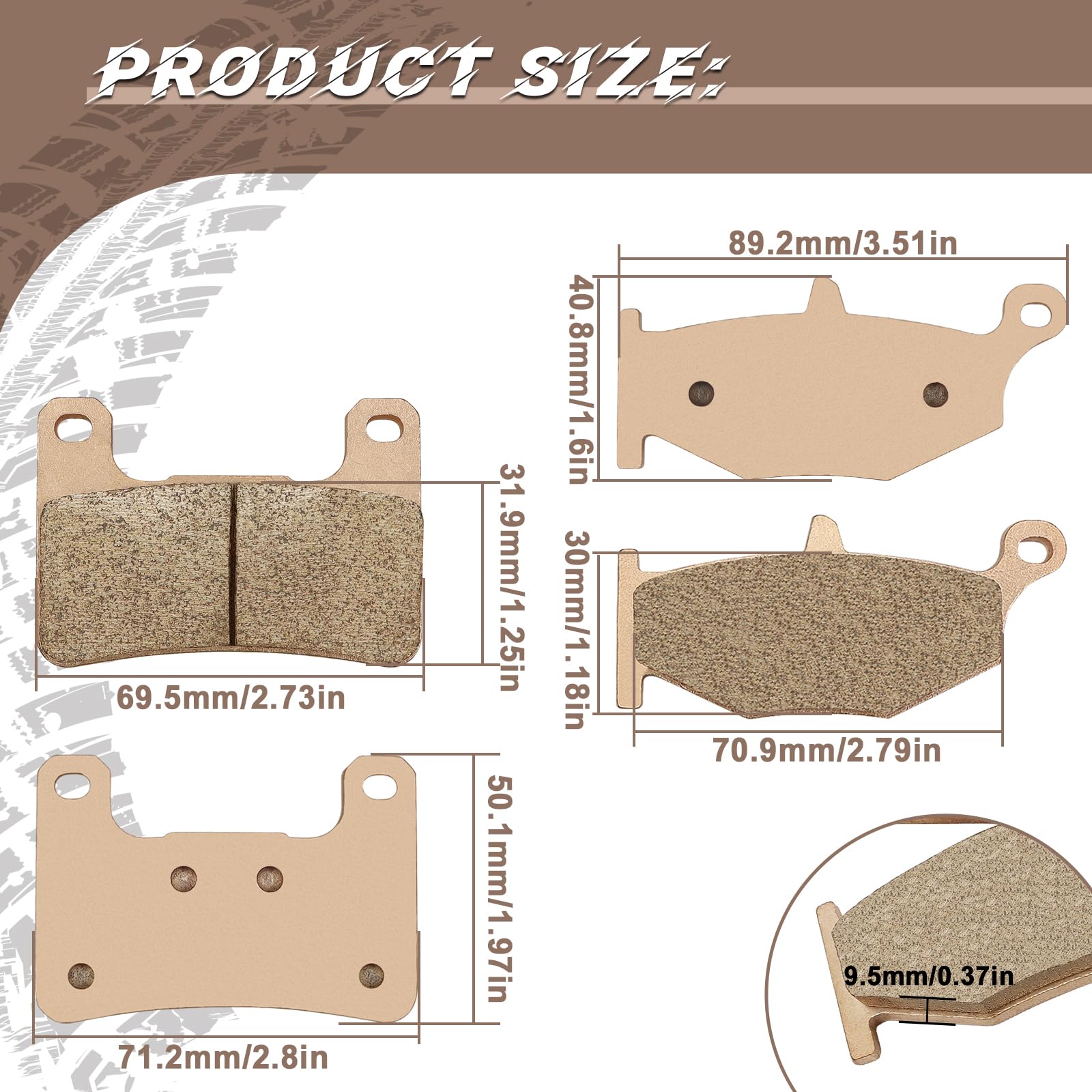Sintered Front And Rear Brake Pads For Suzuki Gsxr 600 2006-2010, Gsxr 1000 2007-2008, Gsxr 750 2006-2010, Gsx1300R Hayabusa 130