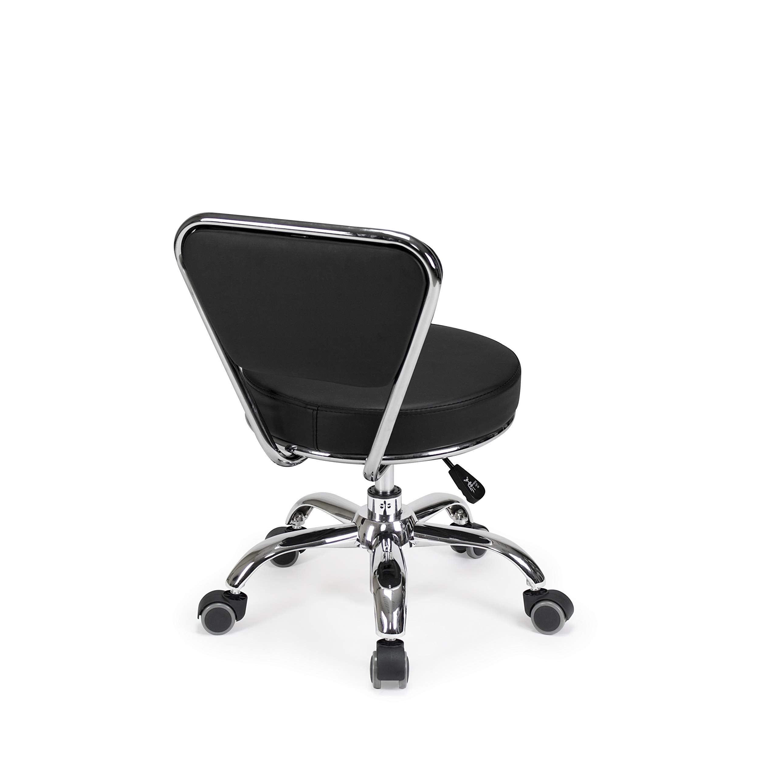 Mayakoba Dayton Garage Rolling Seat (Black) Pneumatic, Short Stool With Adjustable Height 13''-15'', Perfect For Garage Task, Ho