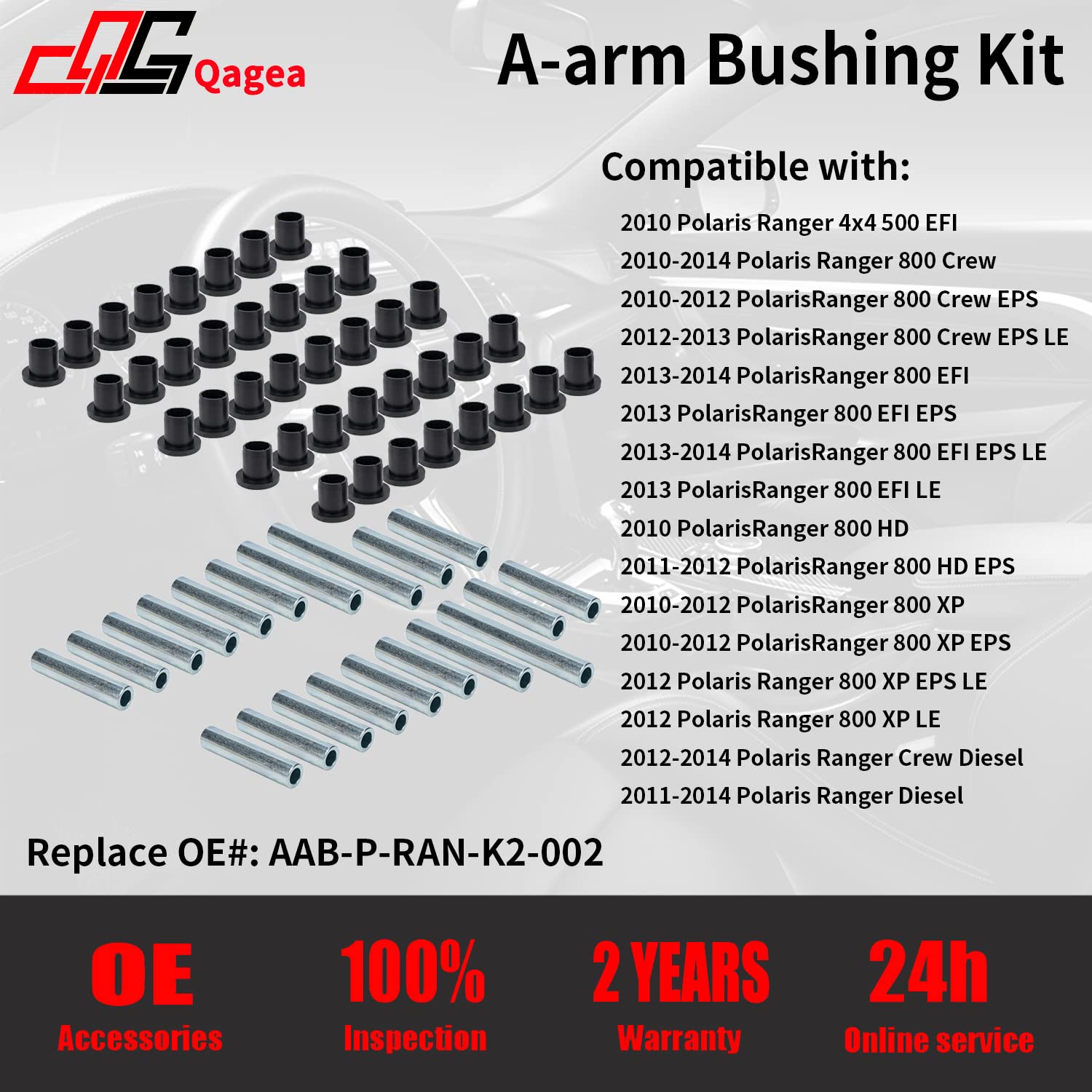 Heavy Duty A-Arm UHMW Control Arms Bushing Kit Replacement for 2019-2020 Polaris Ranger XP 1000 Crew Cab, Replace AAB-P-RAN1K-00