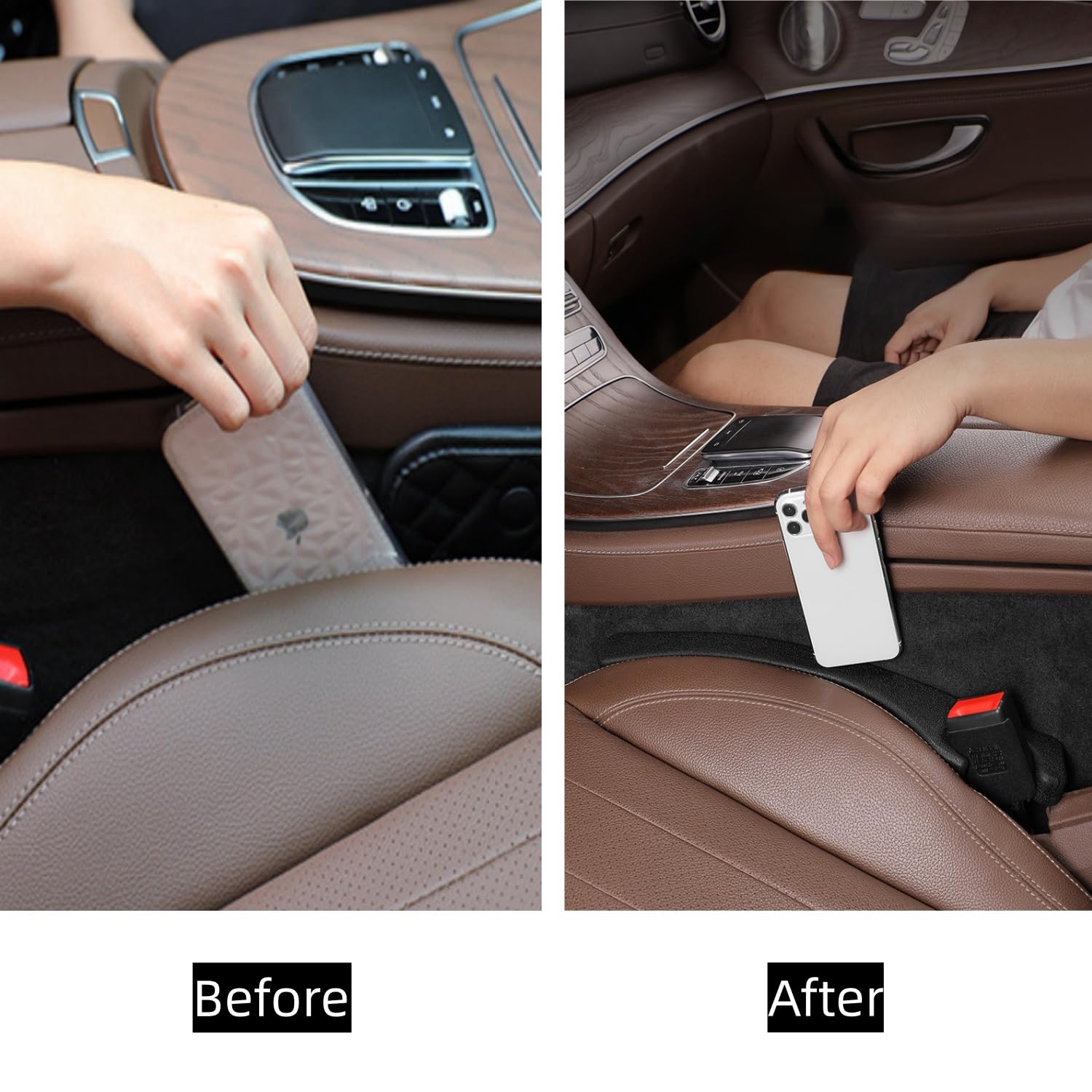Hiseanllo Car Seat Gap Filler 2 Pack, Universal Fit Pu Leather Car Seat Gap Plug To Fill The Gap Between Seat And Console, Car S