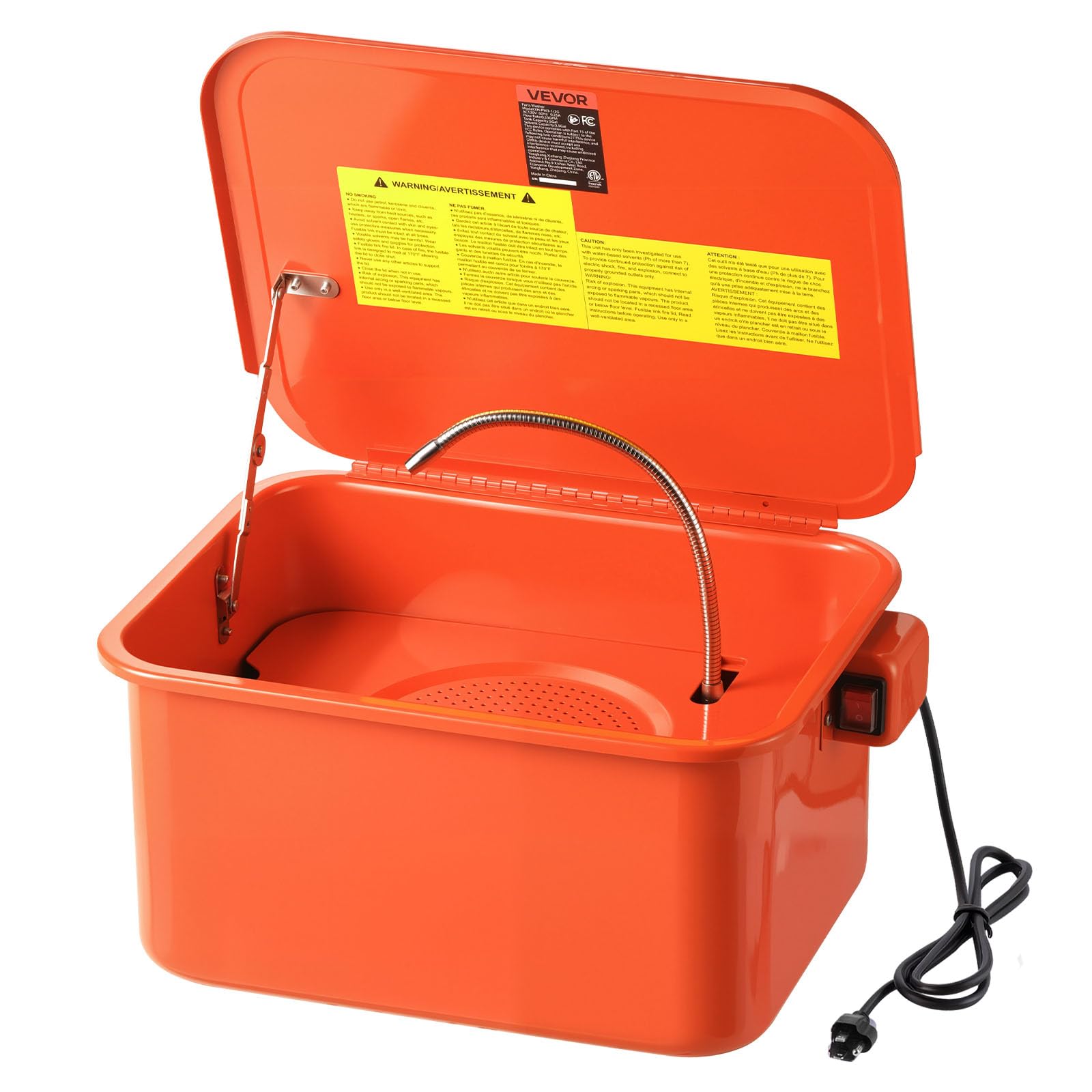 VEVOR Parts Washer 5-Gallon, 3.5 Gallon Solvent Capacity, 0.4 Gallon per Minute Max Pump Output, Portable Steel Automotive Parts