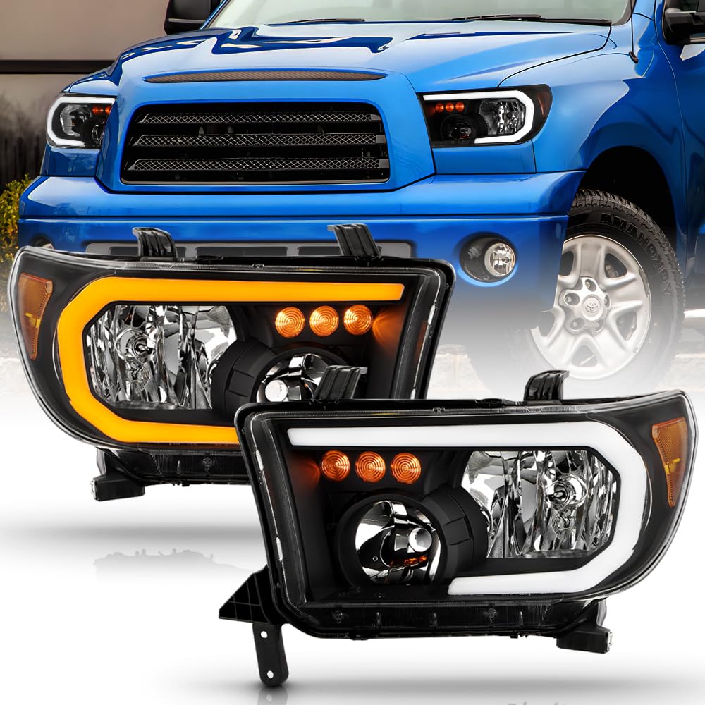 KEEKPO - For 2007-2013 Toyota Tundra Pickup Upgrade LED Tube Switchback Sequential Headlights Headlamps Pair Left+Right