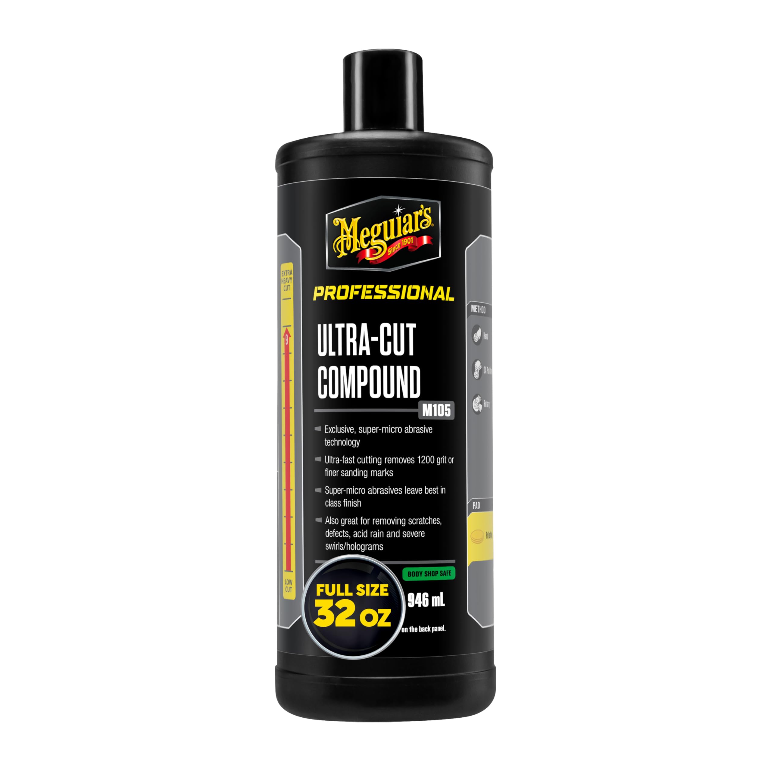 Meguiar's M105 Ultra-Cut Compound - 32 oz, Super-Micro Abrasive Technology for Fast Sanding Mark Removal