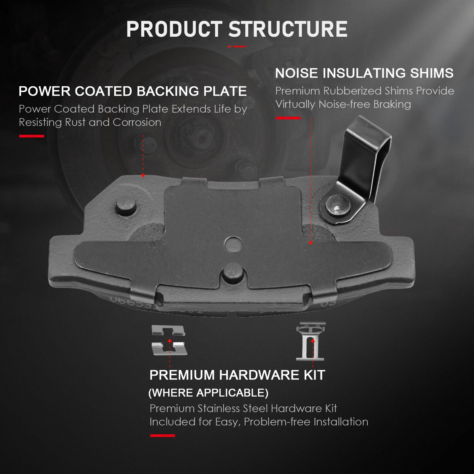 Rear Ceramic Brake Pads Kits 4Pcs Fit For 86-01 For Acura Integra,For Honda For Accord,Civic,93-97 For Honda Civic Del Sol,90-91