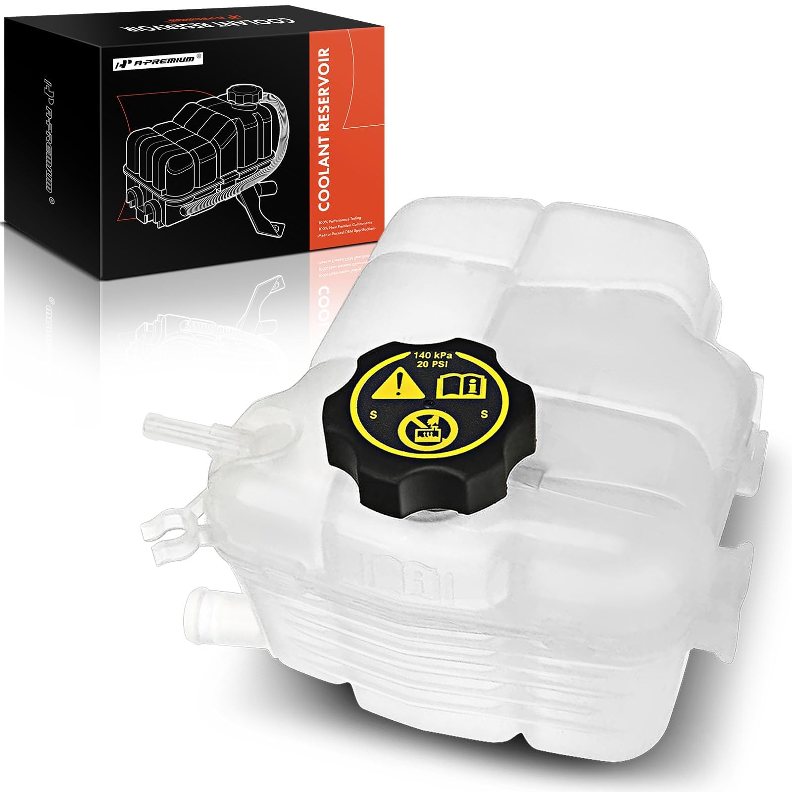 A-Premium Coolant Recovery Overflow Reservoir Tank with Cap for Chevrolet Cruze, Orlando, Buick Cascada & Verano - Plastic, White