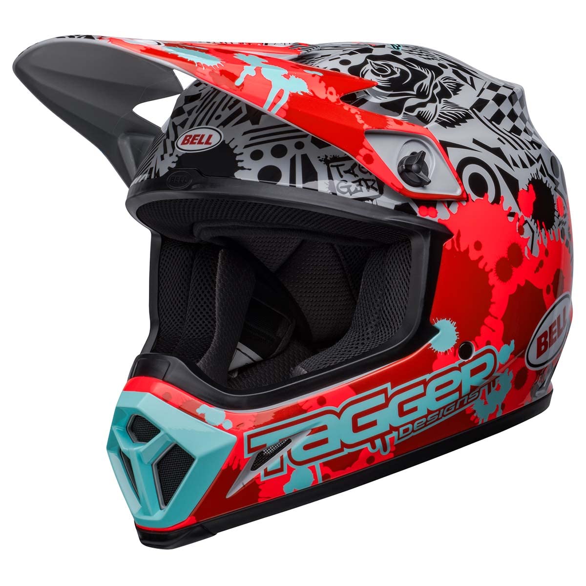 Bell Mx-9 Mips Dirt Helmet (Tagger Splatter Gloss Bright Red/Gray - X-Large)