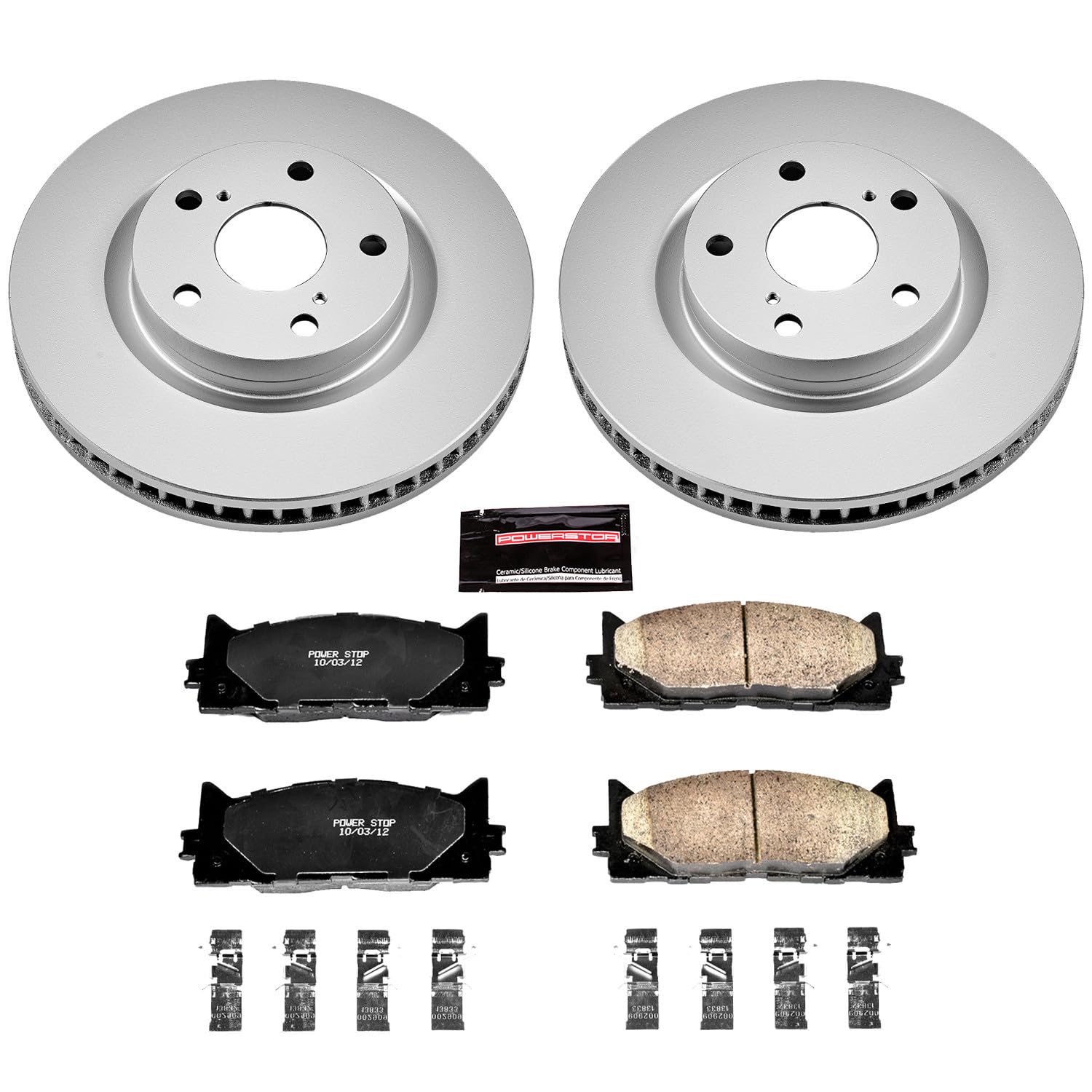 Power Stop Crk3053 Front Coated Brake Rotors And Ceramic Brake Pads Brake Kit For 2013-2018 Lexus Es300H | 2007-2018 Lexus Es350