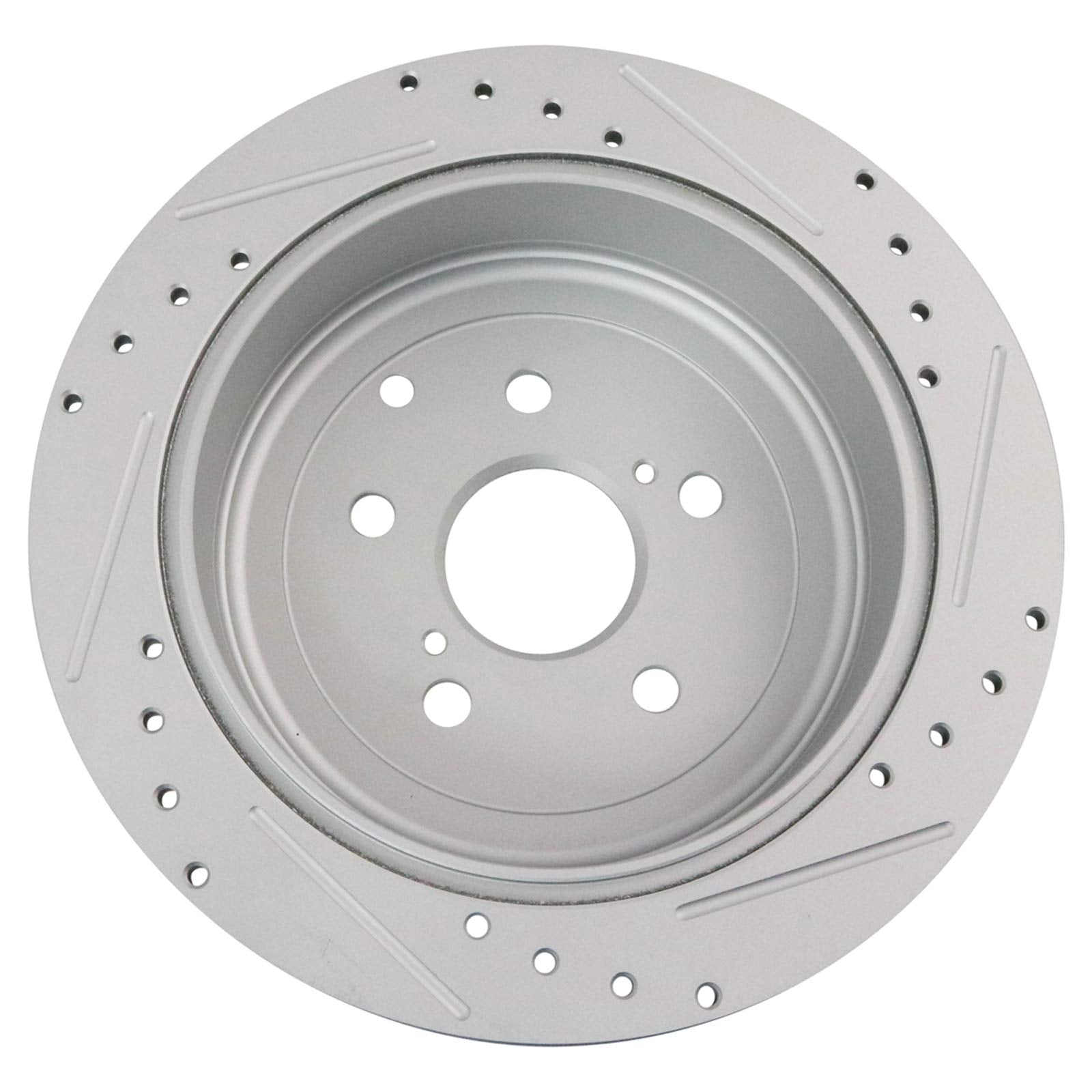 Trq Rear Performance Brake Rotors Set Solid Premium G-Coated Cross Drilled & Slotted Compatible With 2010-2015 Lexus Rx350 Rx450