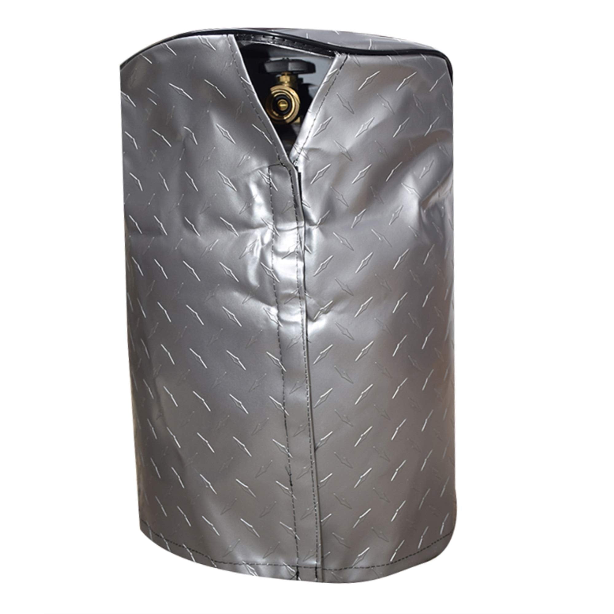 Adco 2711 Silver Single 20Lb, 5-Gallon Diamond Plated Steel Vinyl Propane Tank Cover