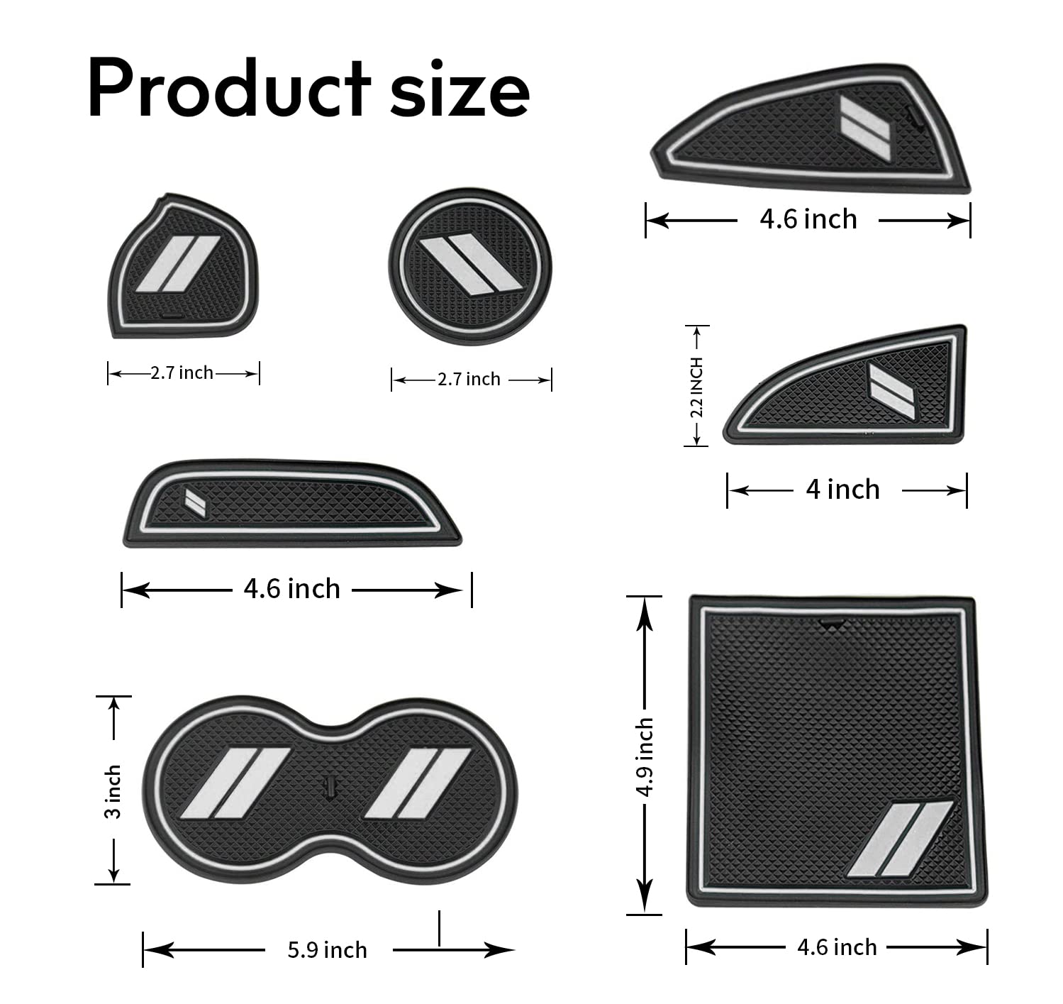 Custom Fit For 2015-2020 Dodge Challenger Cup Holder Insert & Center Console Shifter Liner Trim Mats, Dodge Challenger Interior Accessories Cup Door Center Console Liner (11Pcs, White)