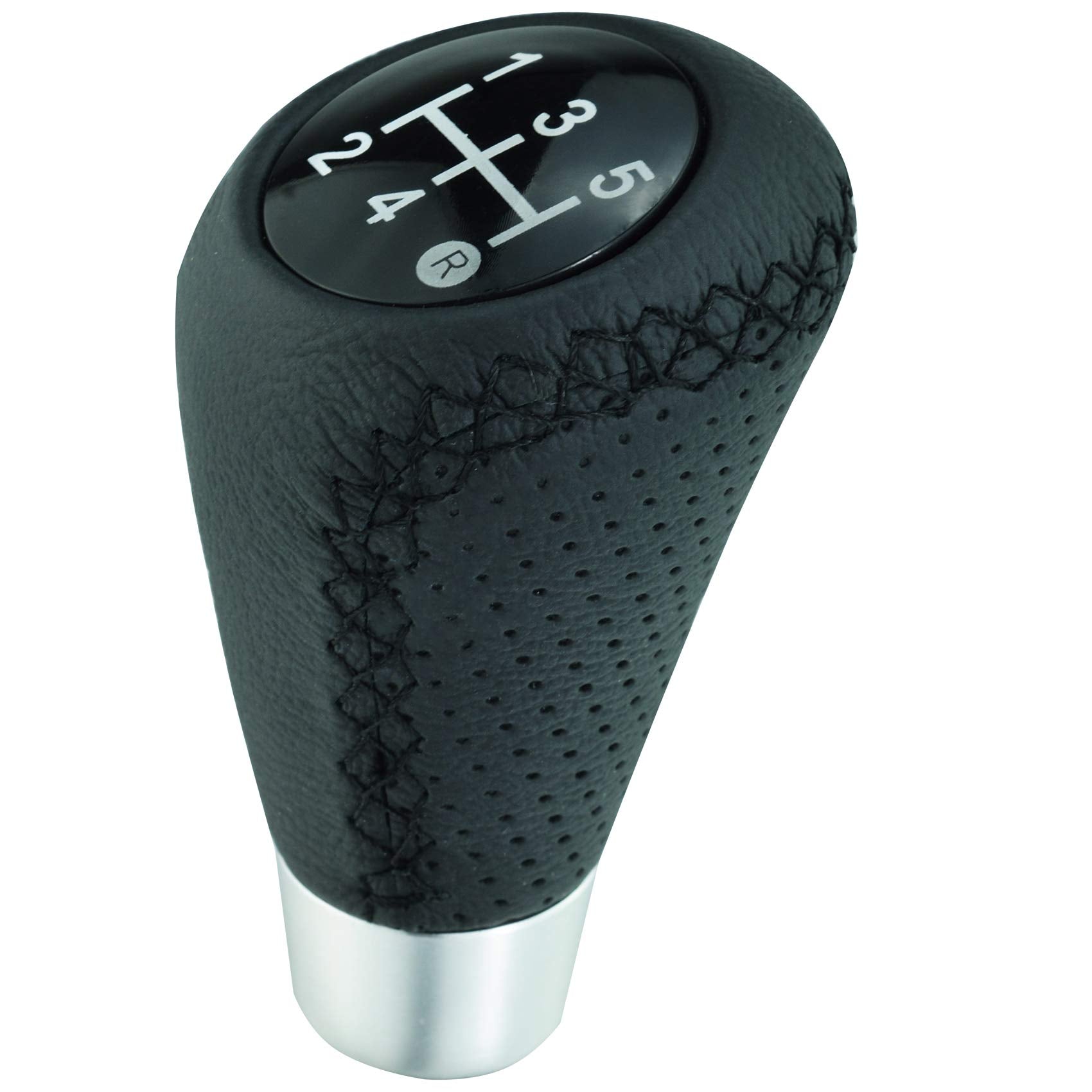 Abfer Shifter Knob 5 Speed Leather Car Gear Stick Shifting Knobs Shift Lever For Most Manual Transmission Vehicle Truck, Black