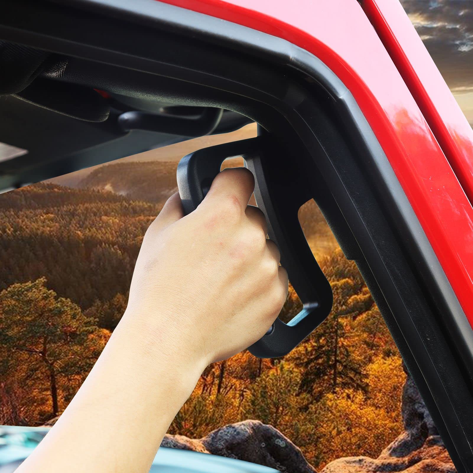 JeCar Aluminum Grab Handles for Jeep Wrangler JK JKU 2007-2018 - Black Grip Bars for 2/4 Door Models