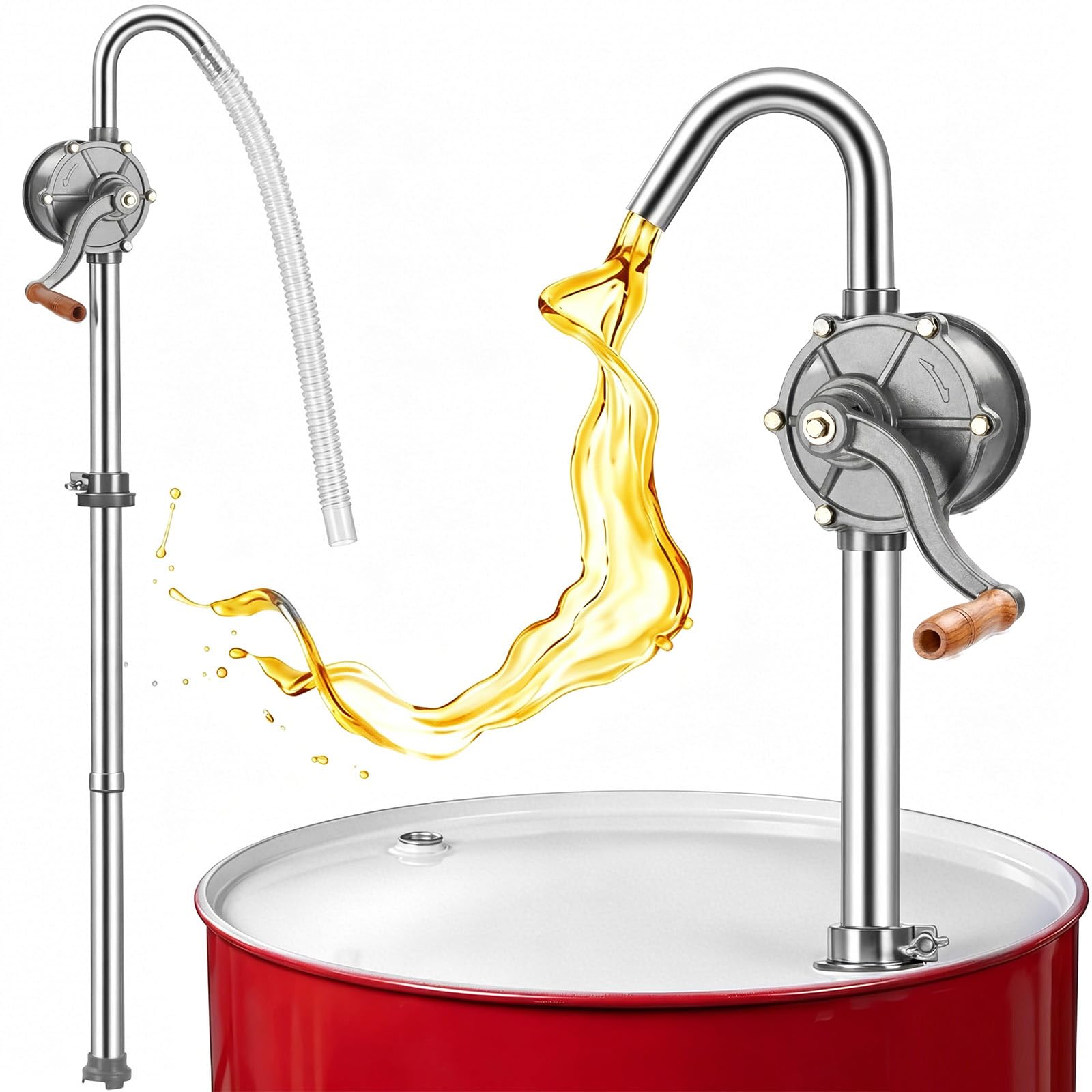 BBTO 55 Gallon Drum Pump, Heavy Duty Aluminum Manual Barrel Pump Hand Oil Transfer Pumps for 5-55 Gallon Diesel Kerosene Hydraul