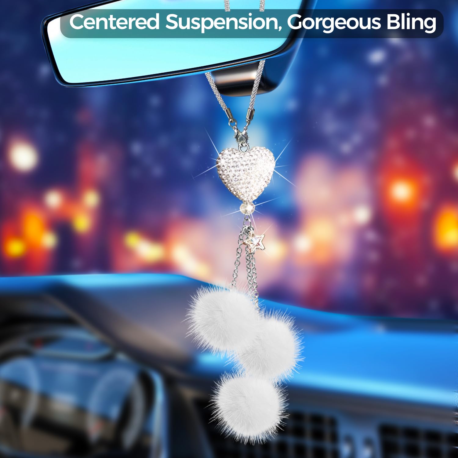 Bling Car Accessories Interior For Women - Girly Crystal Car Rearview Mirror Decor, Cute Rinestones Para Carro De Mujer, Car Mir