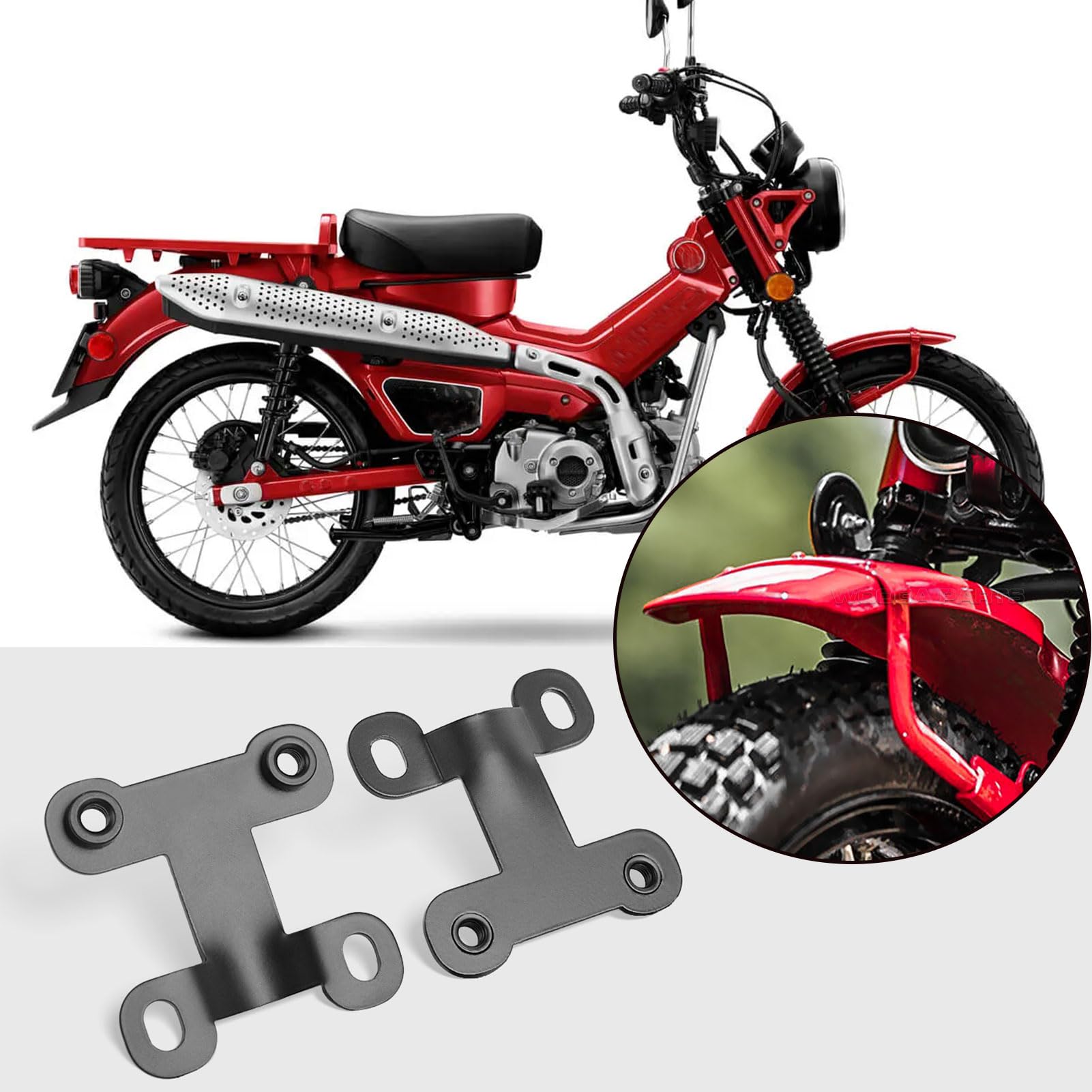 WOOGA Steel Adjustable Front Fender Mudguard Lift Riser 4CM Bracket Kit for Ho&nda Hunter Cub CT125 Accessories,for Trail 125 Fr