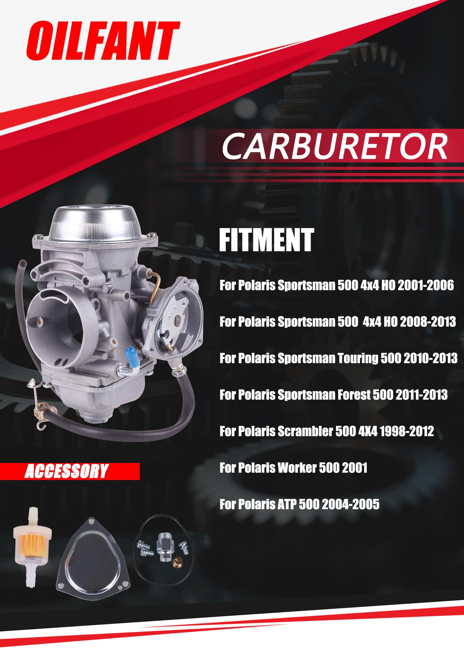 OLIFANT Carburetor for Polaris Sportsman 500 HO 2001-2006, 2008-2013, Scrambler 500 1998-2012, Worker
