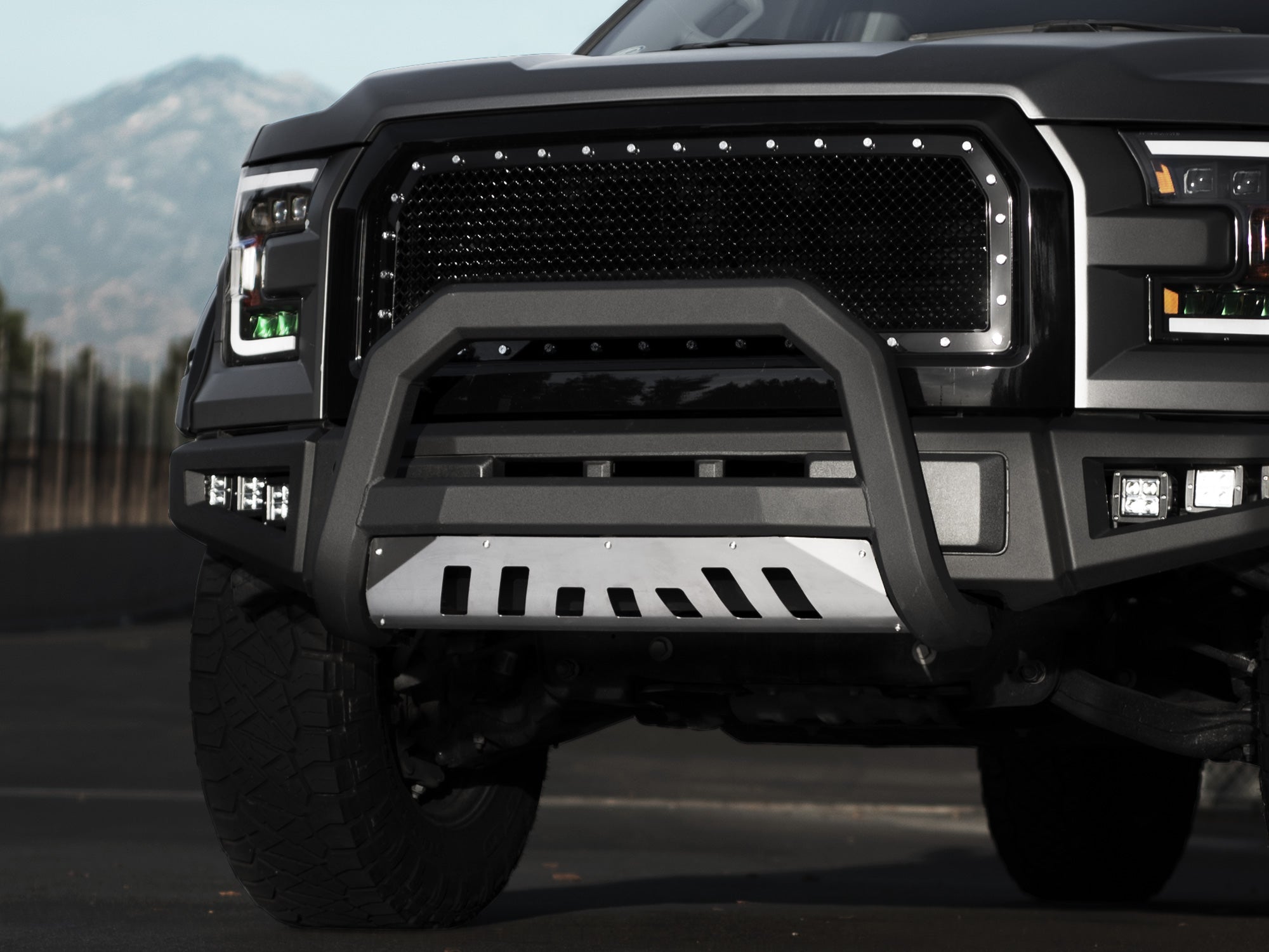 Armordillo 2004-2012 Gmc Canyon Ar Series Bull Bar - Matte Black W/Aluminum Skid Plate
