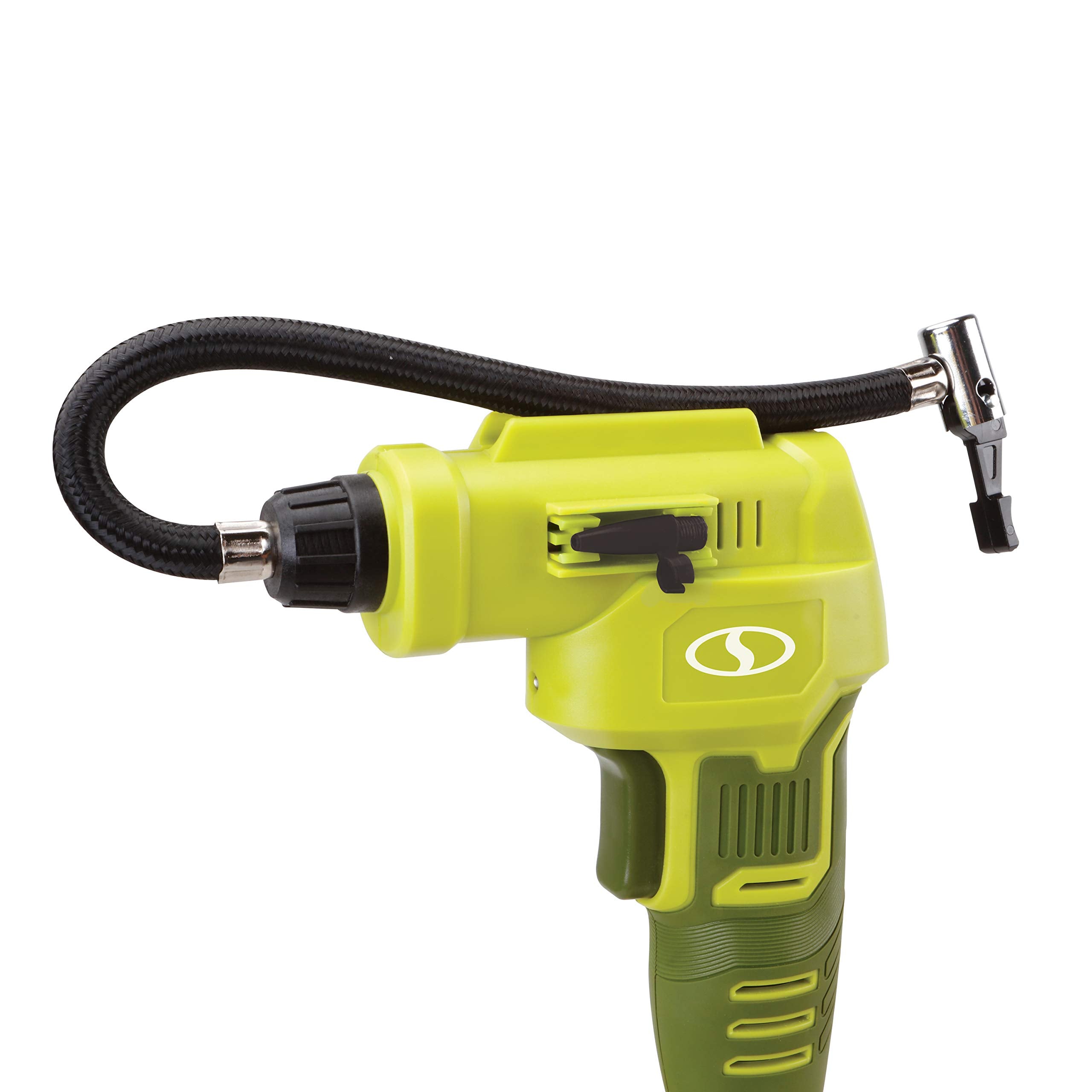 Sun Joe 24V IONMAX High Volume Inflator & Air Compressor Kit, 2.0-Ah Battery, Charger, Green, Model 24V-AJC-AJV-LTE