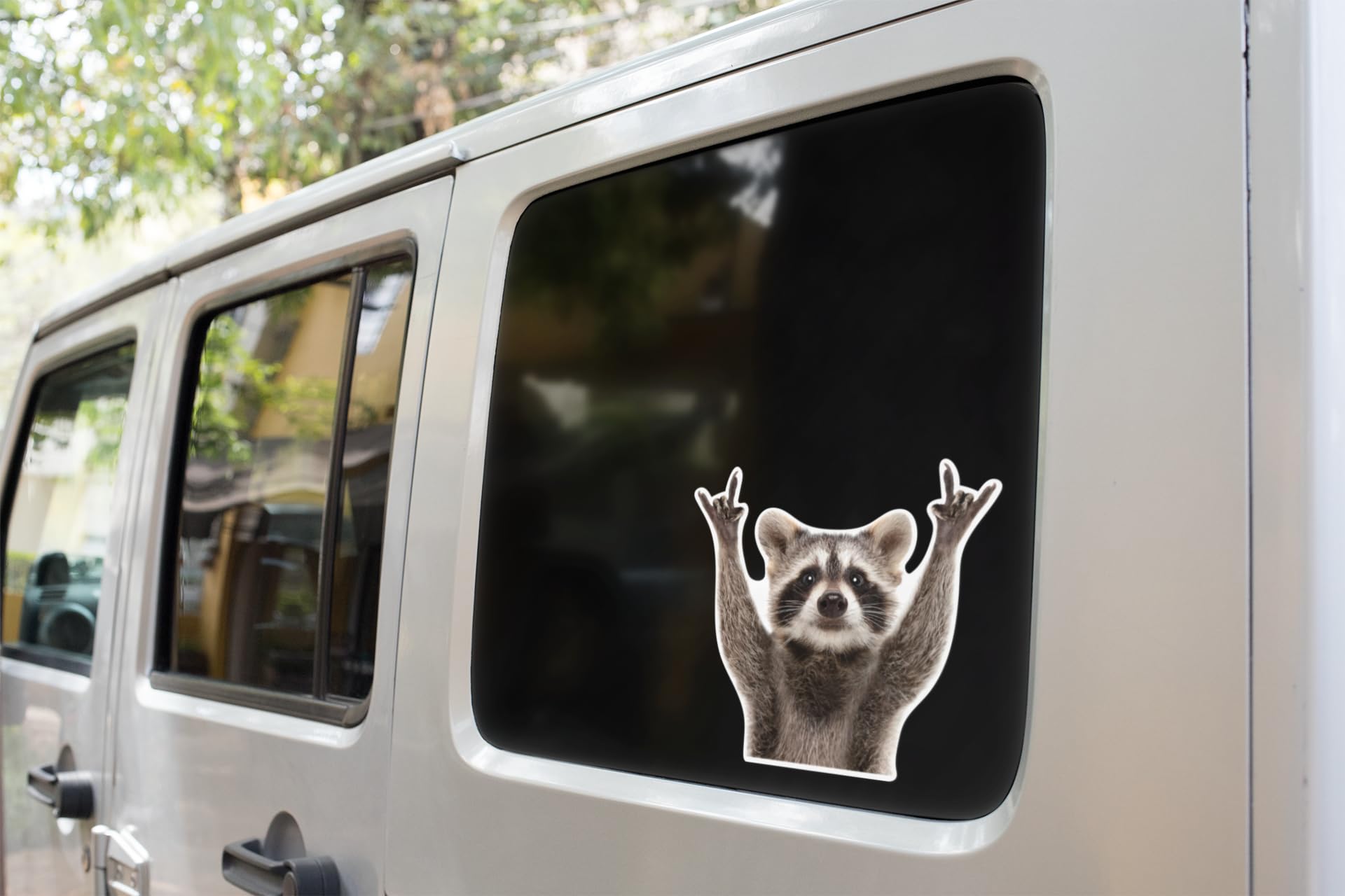 ArkWisdom Rocking Raccoon Sticker, 5.5-Inch Vinyl Car Decal, Multicolor, Model AWPS109