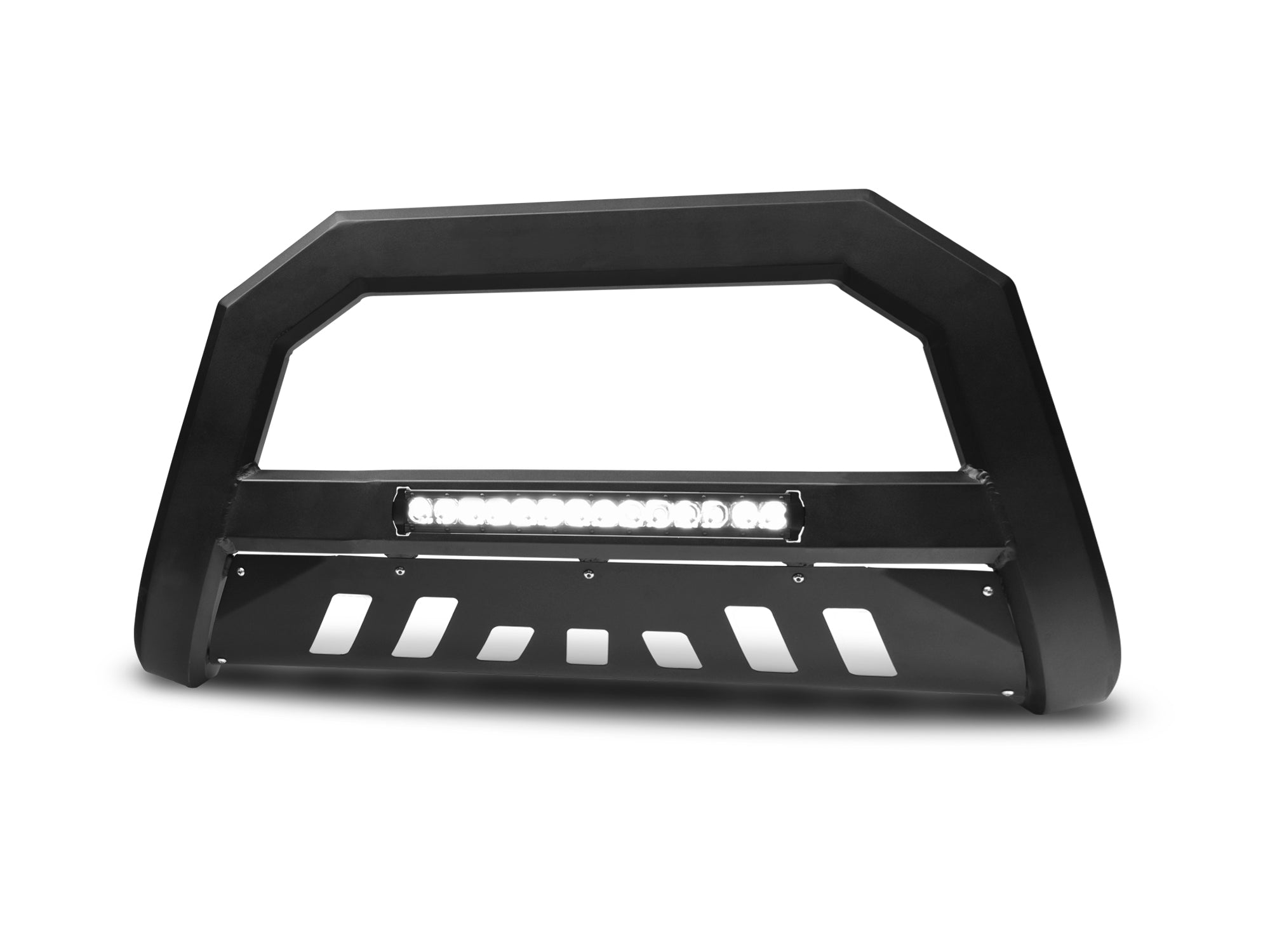 Armordillo 2007 Chevy Silverado 2500/3500 Ar Series Bull Bar W/Led - Matte Black W/Aluminum Skid Plate