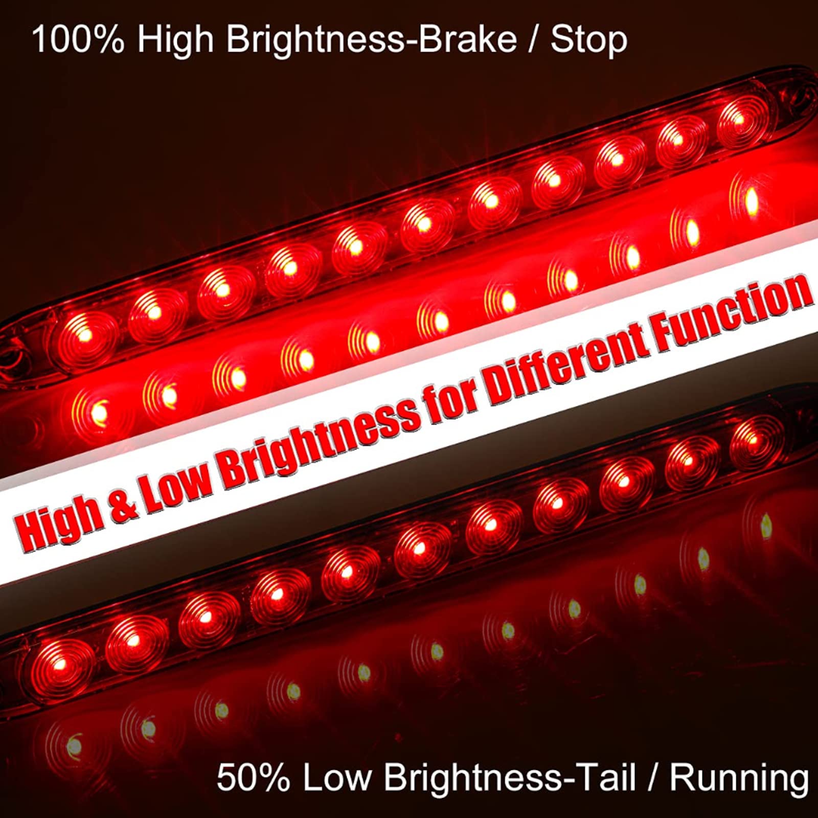 PerfecTech 11" LED Red Trailer Brake Tail Light, 2 Pack, Waterproof Stop Turn Signal for Marine, Golf Cart, Truck, RV, UTV, ATV