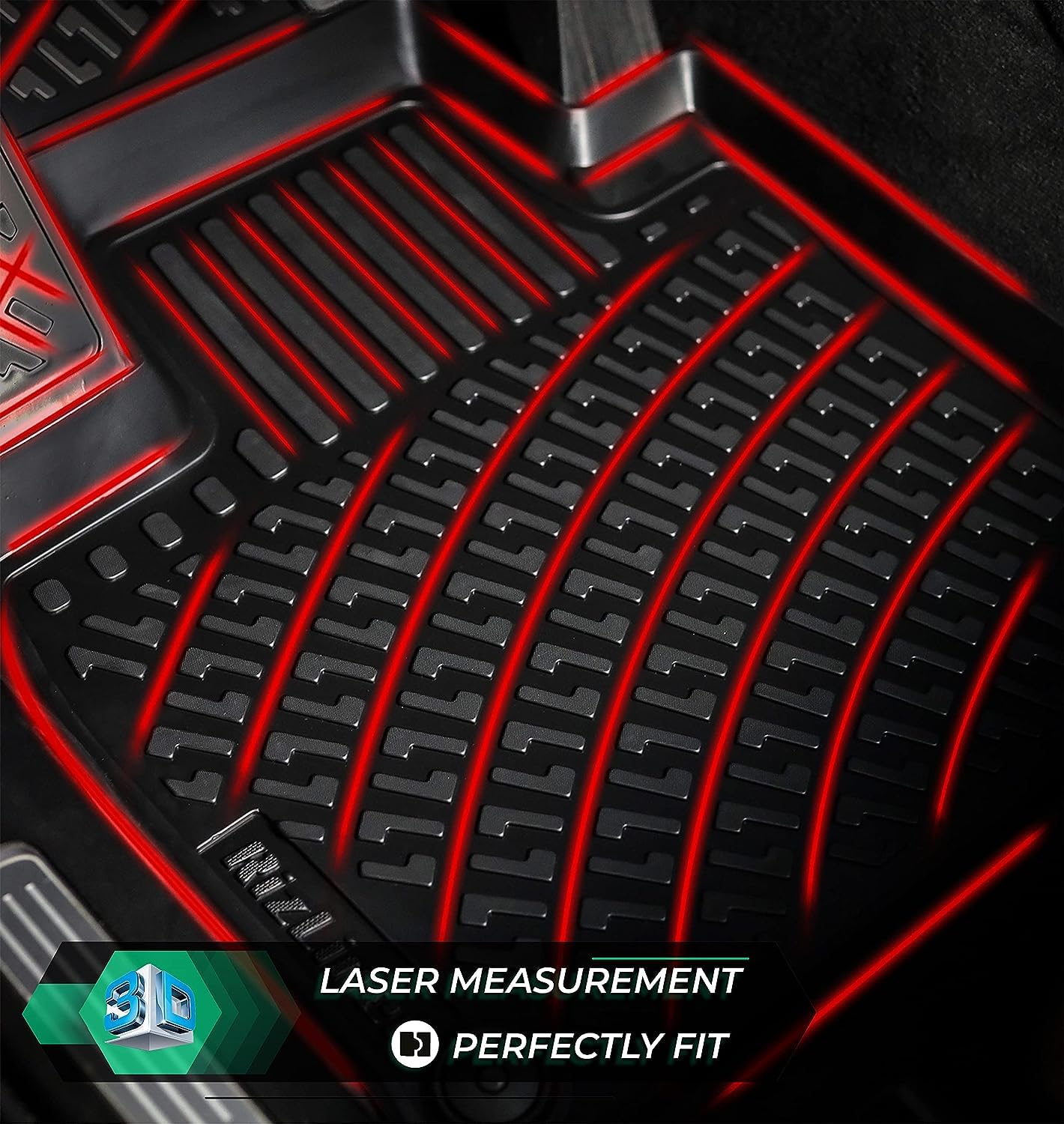 Rizliner Kia Sorento 2021-2025 (No Hybrid Models) 7 Seats Floor Mats 3D Custom Fit Rubber Car Mats Laser Measured Floor Liners A